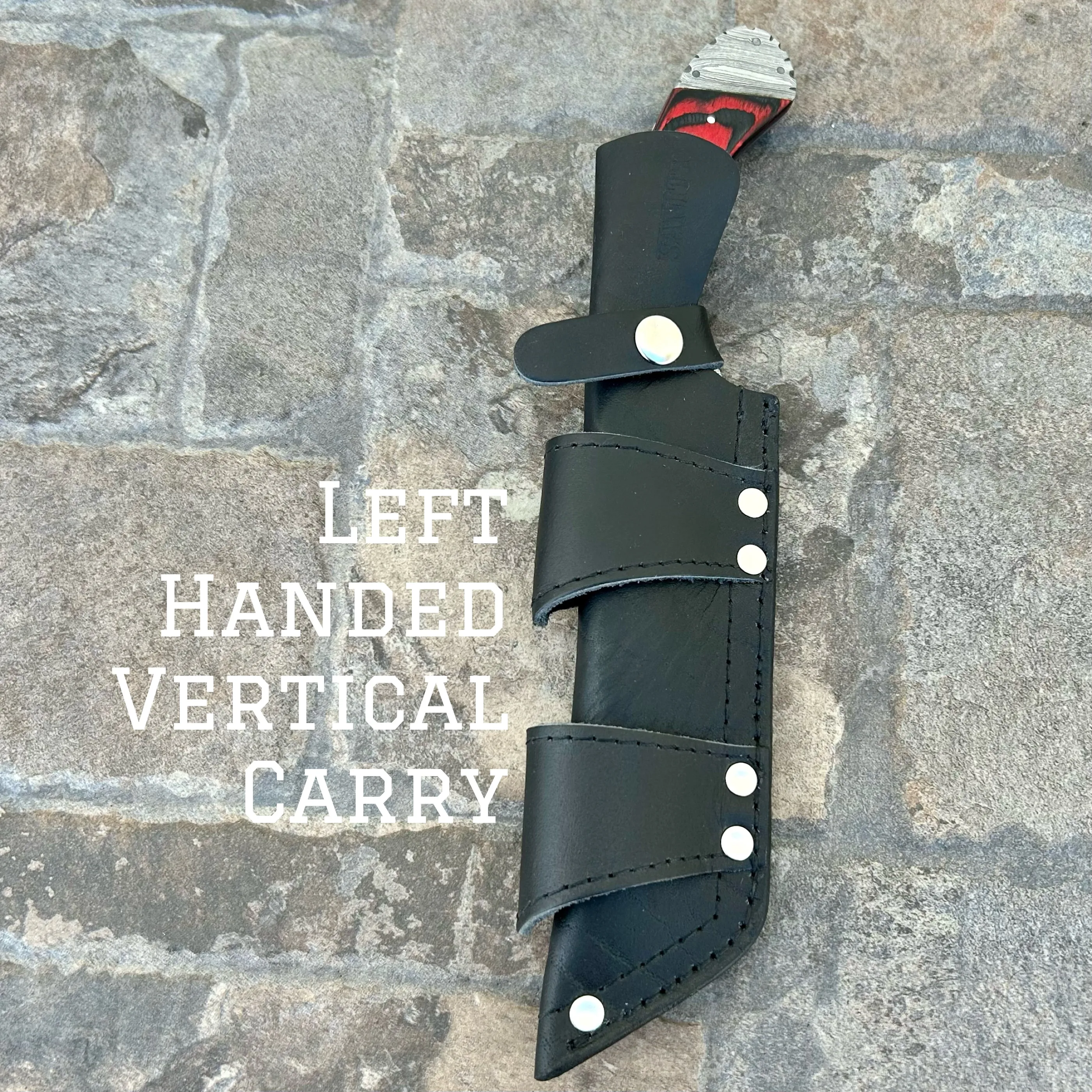 11” Doc Holiday - Red & Black Wood - Damascus - Horizontal & Vertical Carry - DOC3