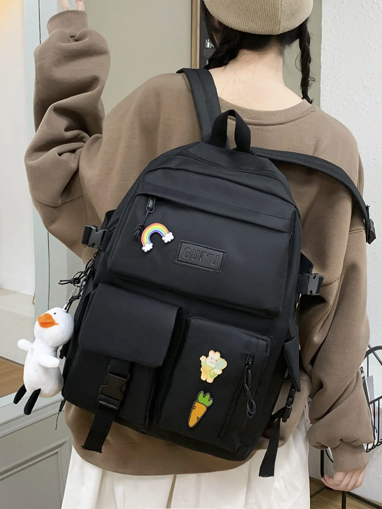 4pcs Cartoon Charm Backpack Set