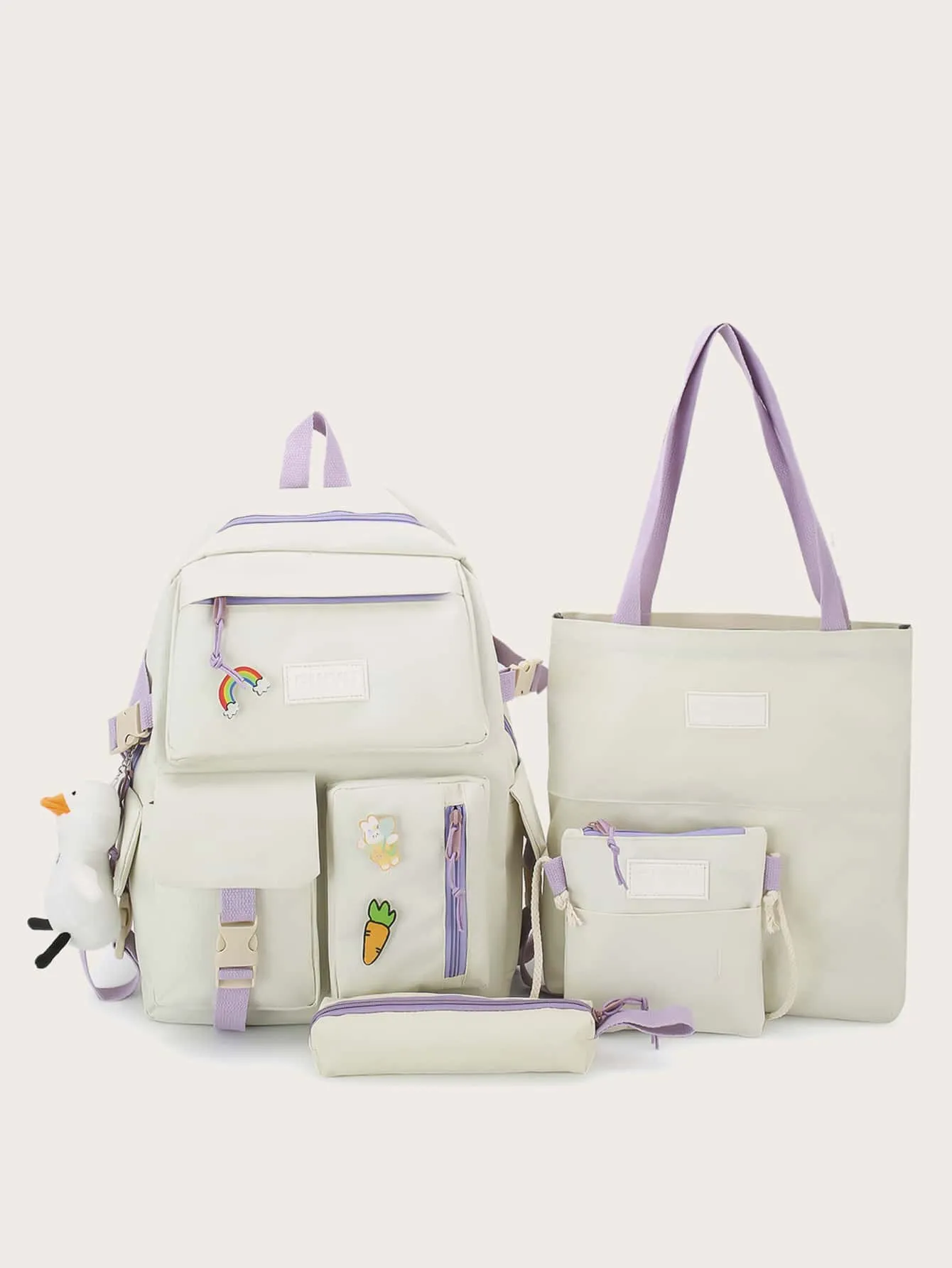 4pcs Cartoon Charm Backpack Set