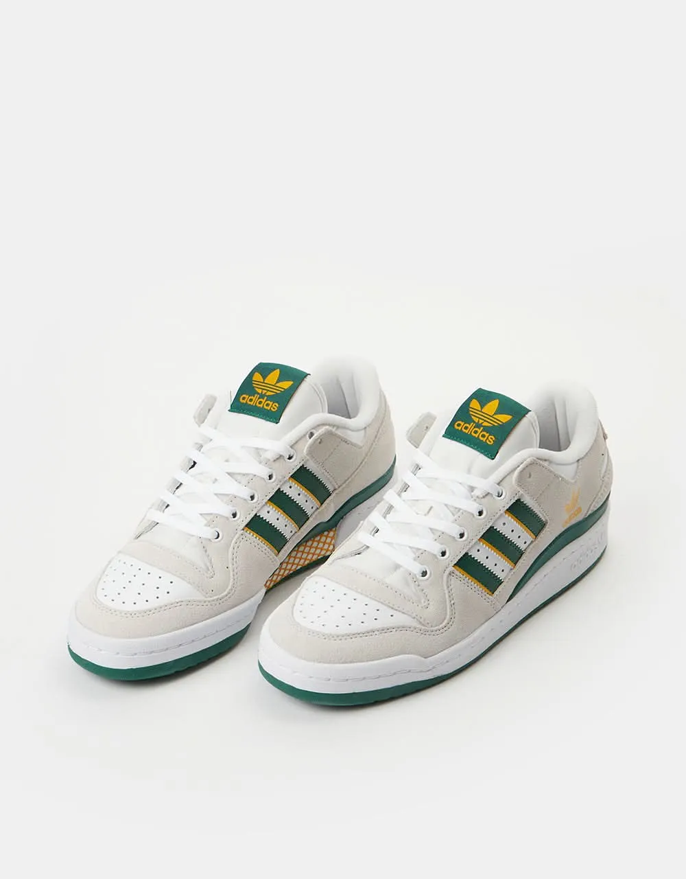 adidas Forum 84 Low ADV Skate Shoes - Crystal White/Dark Green/Preloved Yellow