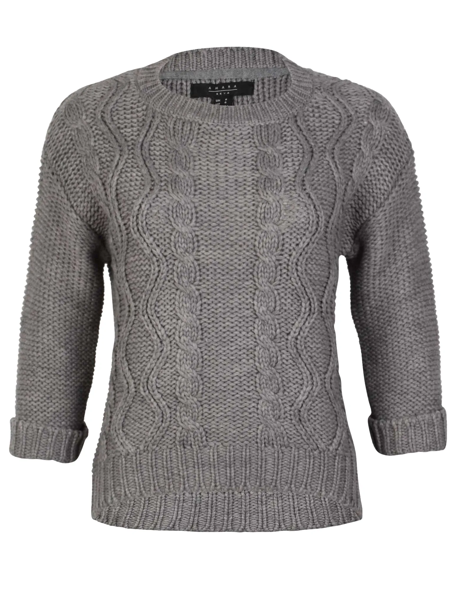 Amara Reya Buttercup cable knit jumper in Mid Grey