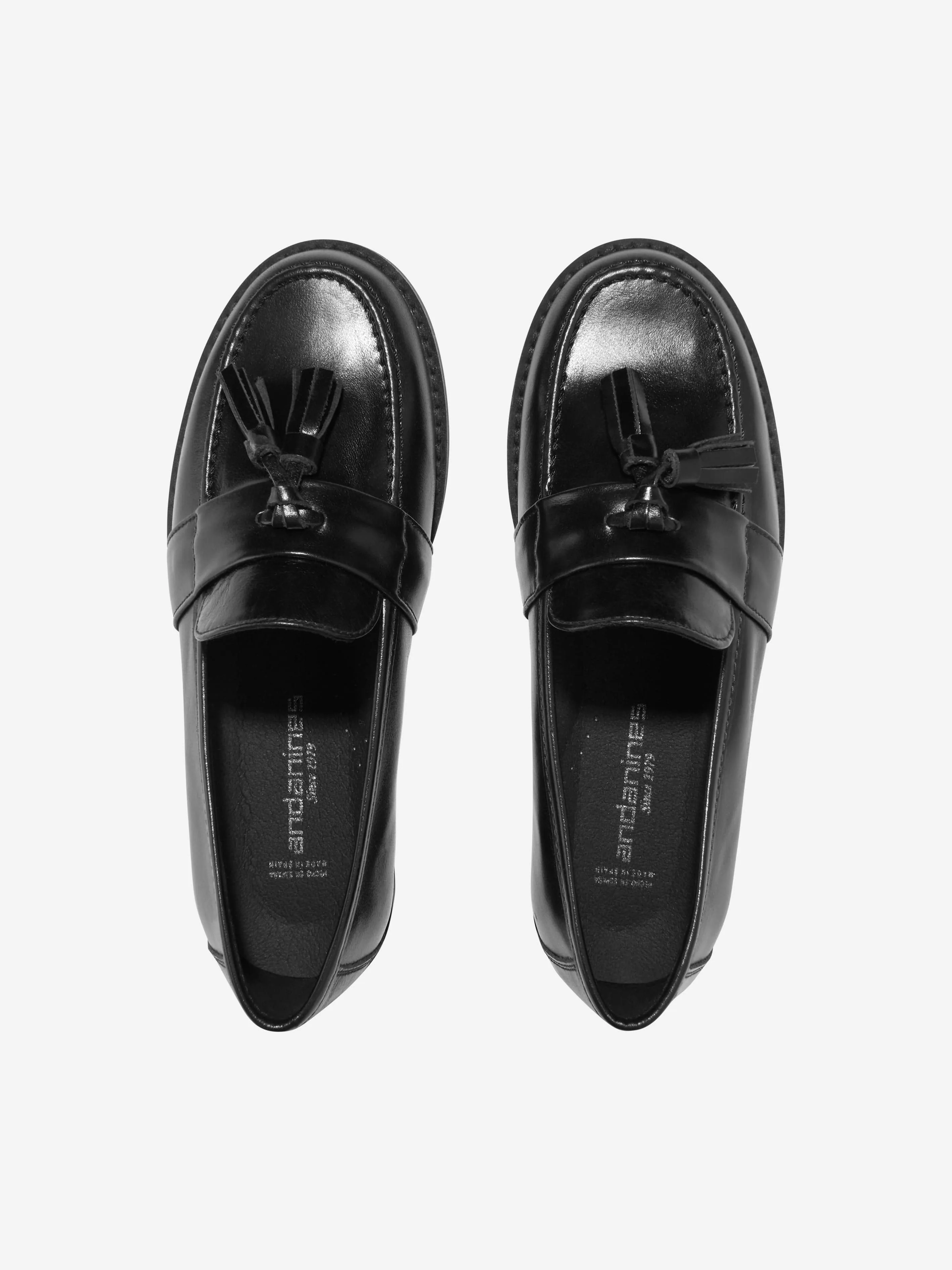 Andanines Kids Leather Loafers in Black