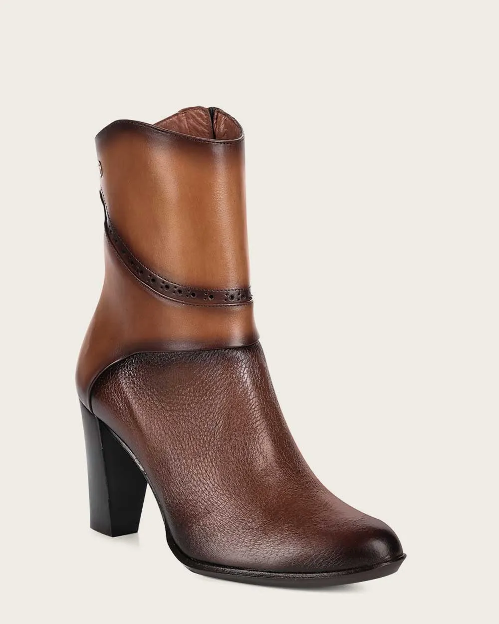 Ankle contrasting honey brown bootie