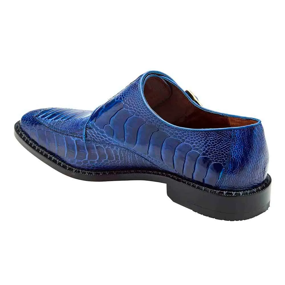 Belvedere Valiente Men's Double Monk-Strap Ocean Genuine Ostrich Loafers