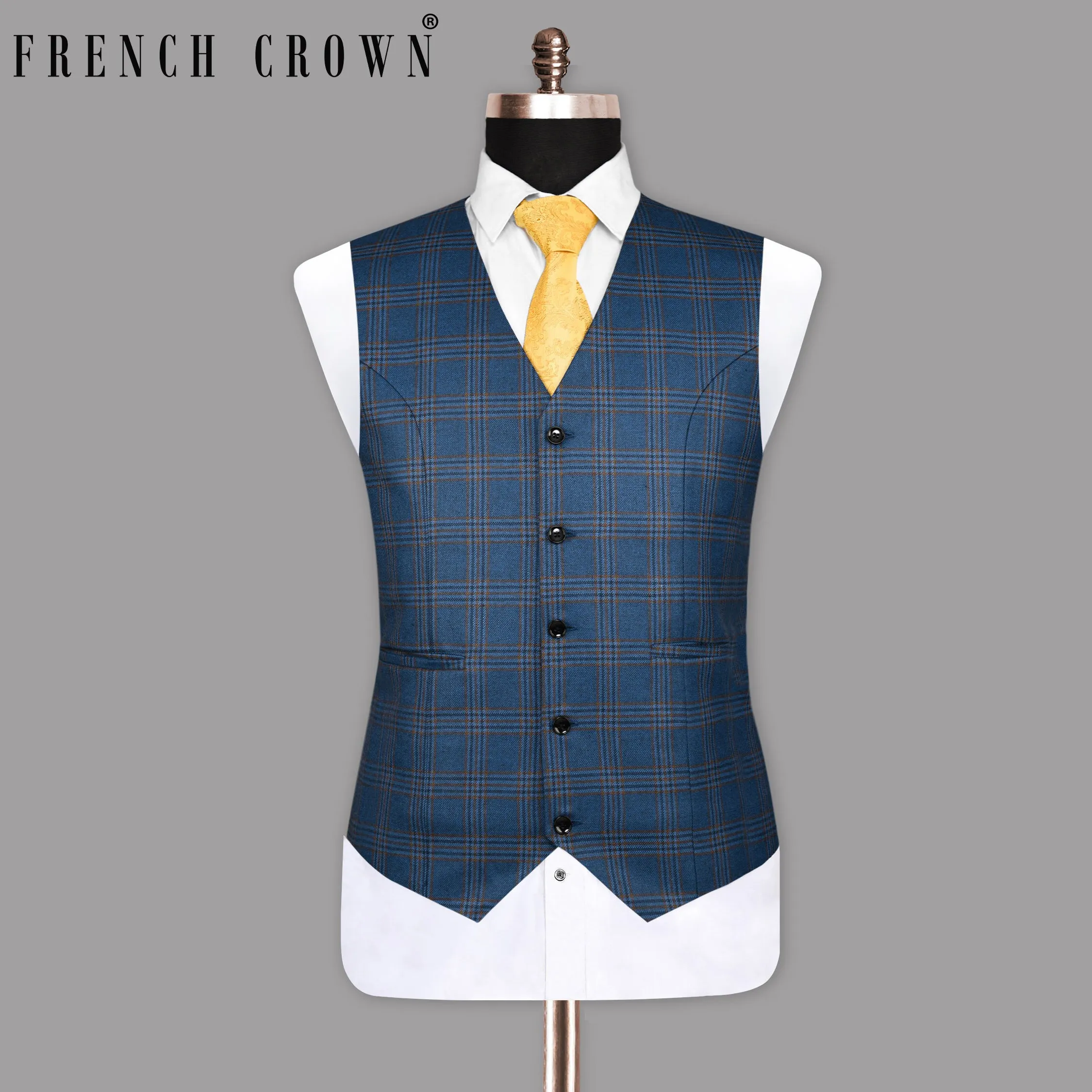 Bismarck Blue Plaid Waistcoat