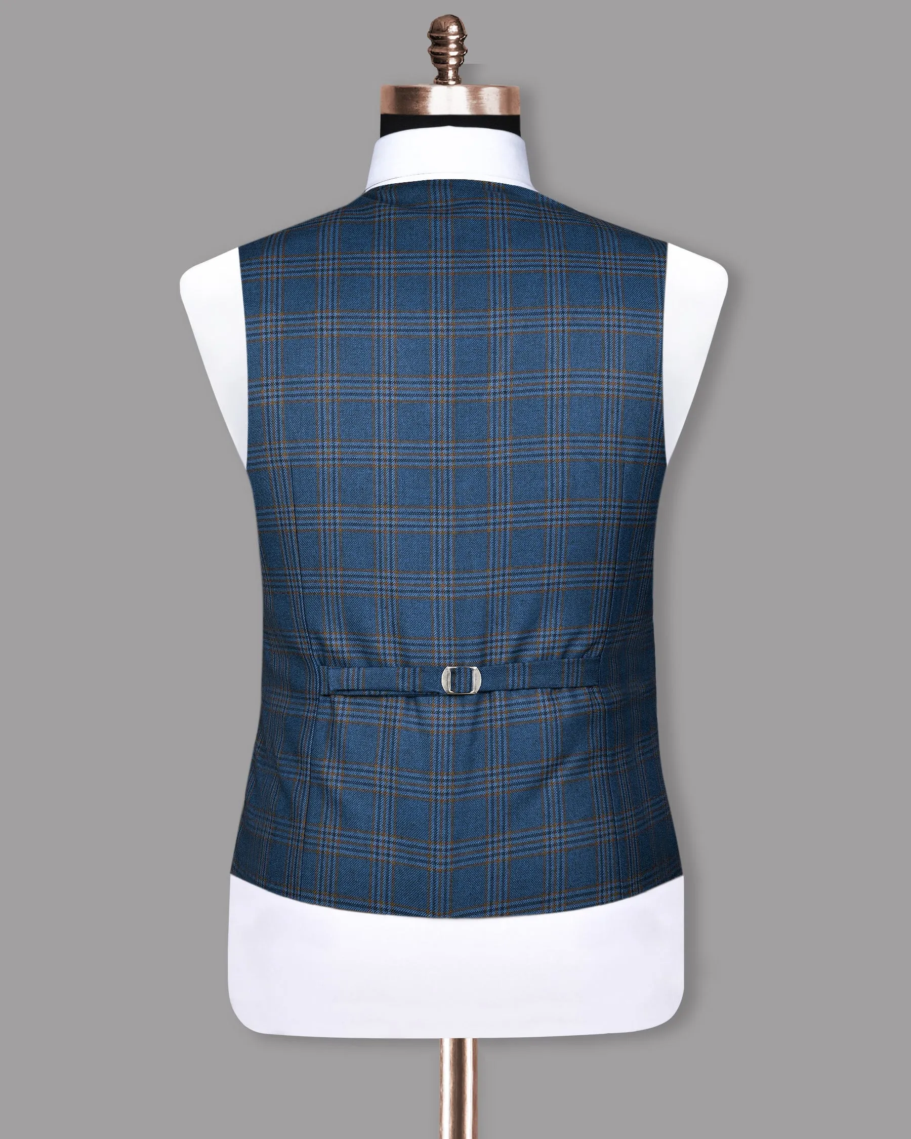 Bismarck Blue Plaid Waistcoat