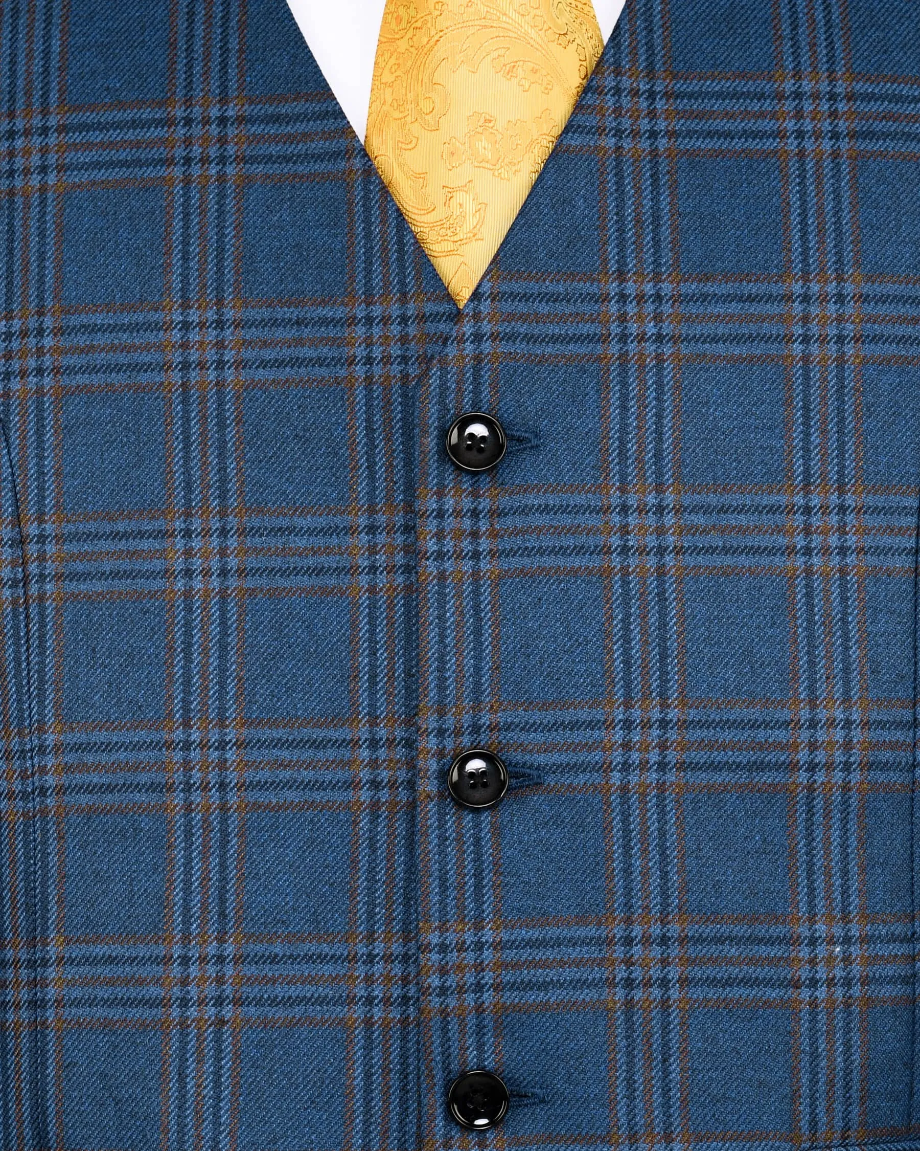 Bismarck Blue Plaid Waistcoat