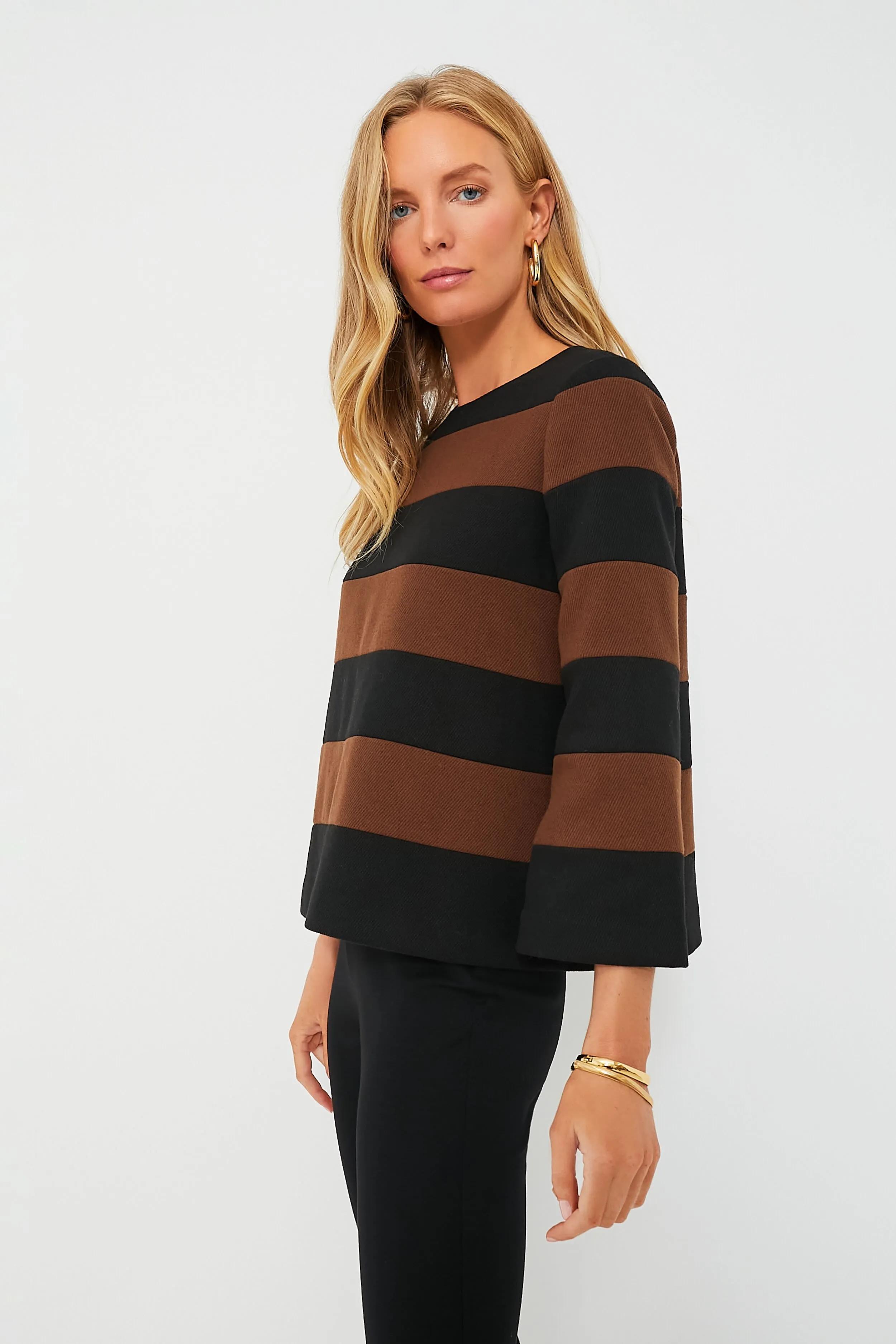 Black and Brown Striped Mia Blouse