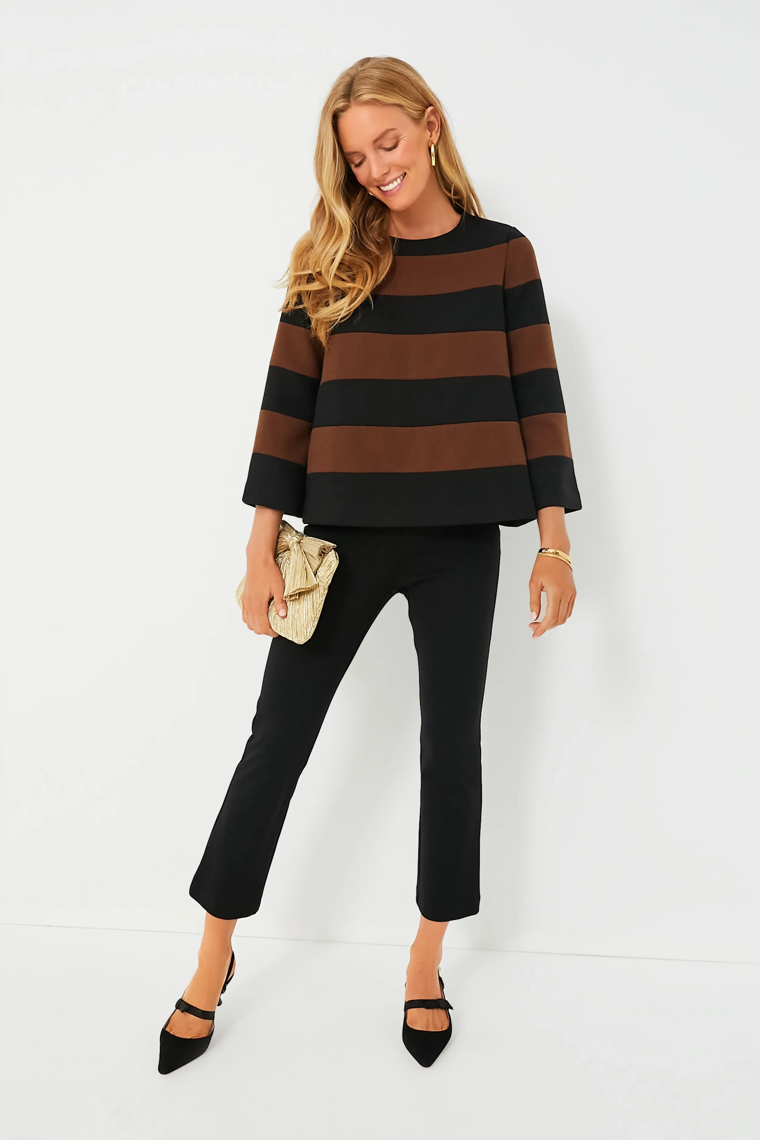 Black and Brown Striped Mia Blouse