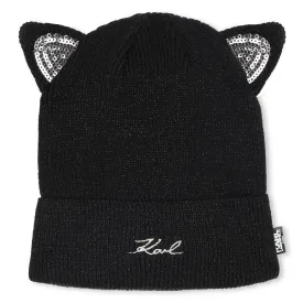 Black Knit Sequin Beanie