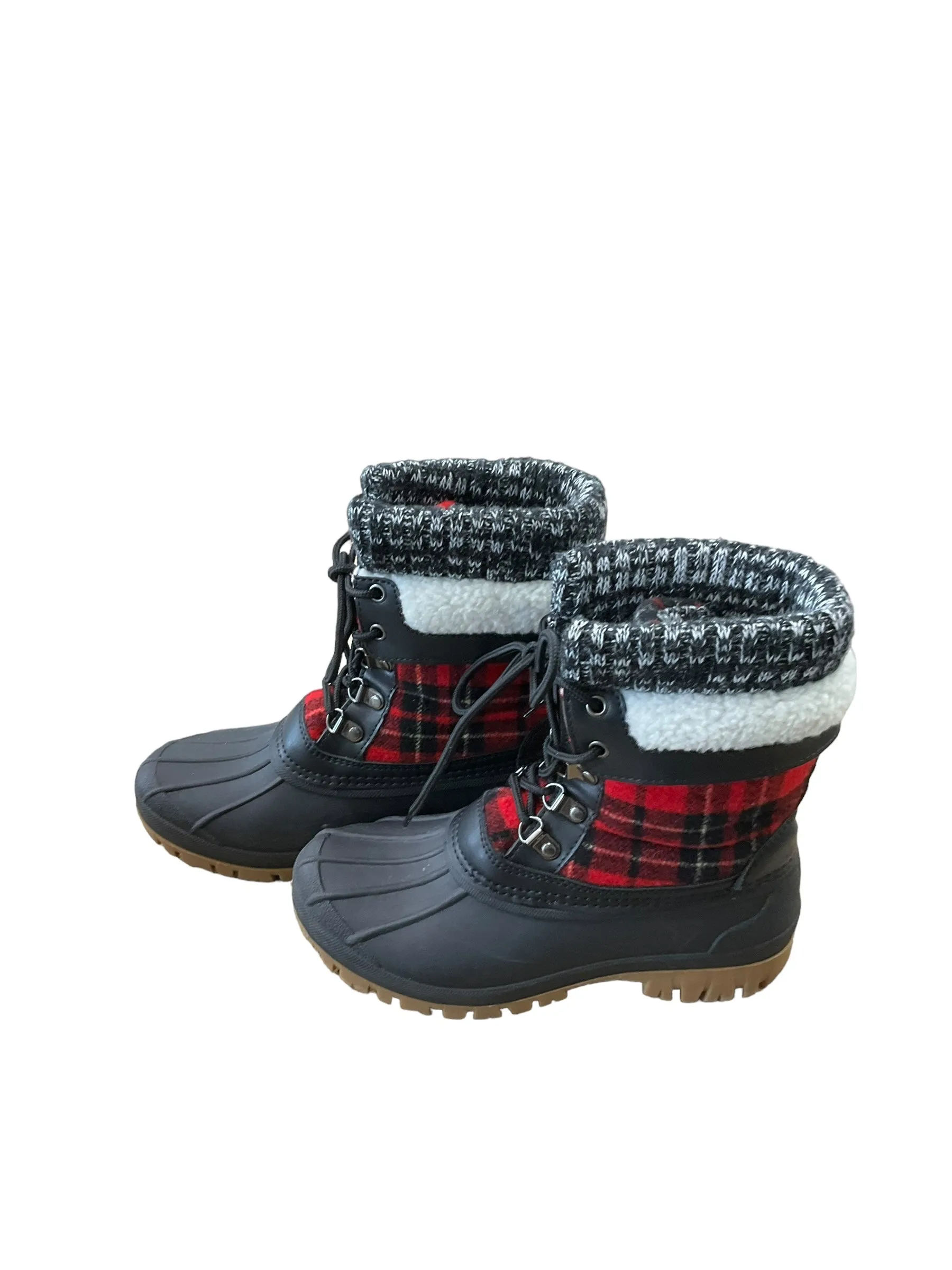 Boots Snow By Clothes Mentor In Plaid Pattern, Size: 7