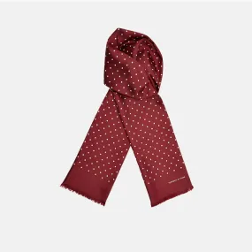 Burgundy and White Spotted Silk Scarf