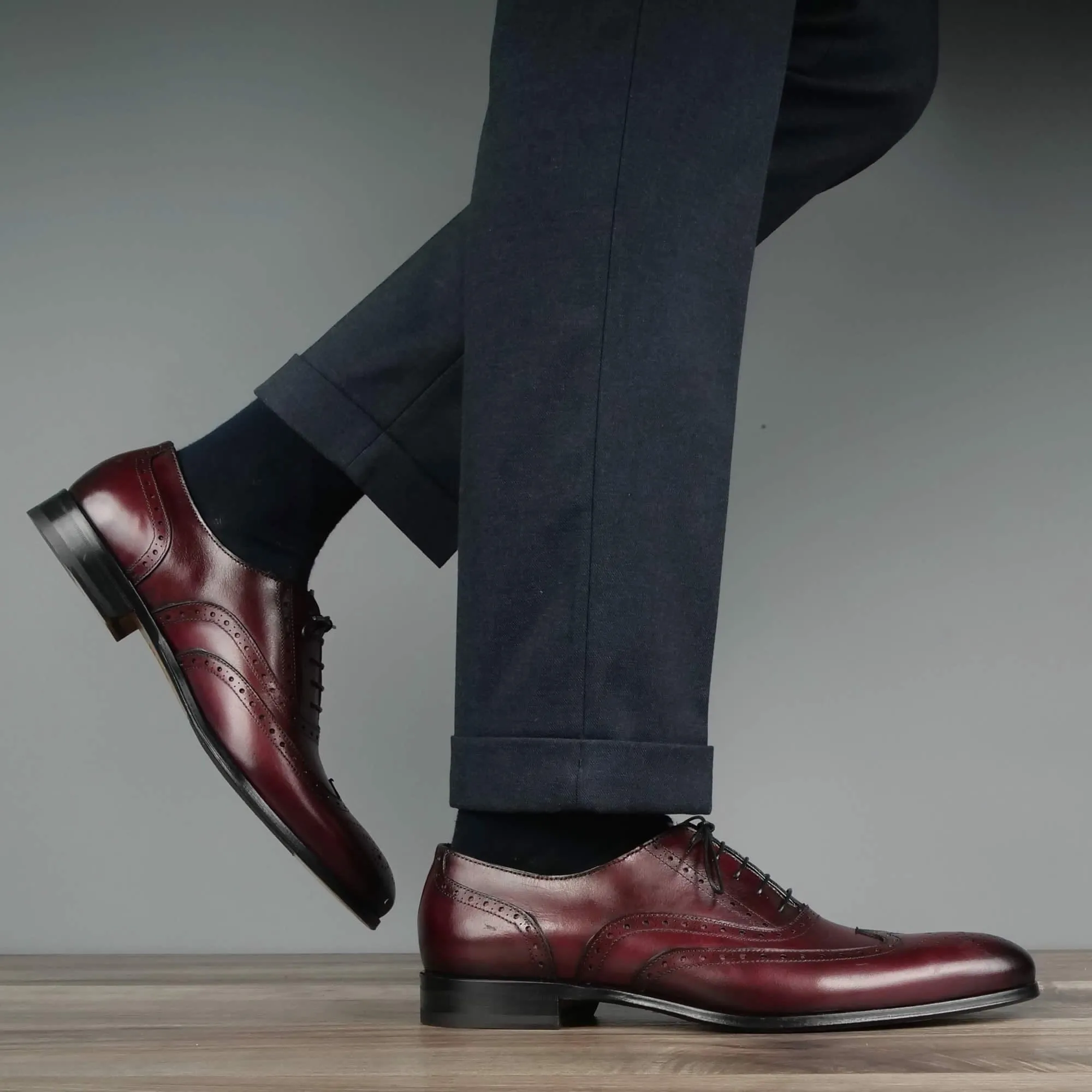 Cambridge Wingtip Oxford Brogue Oxblood