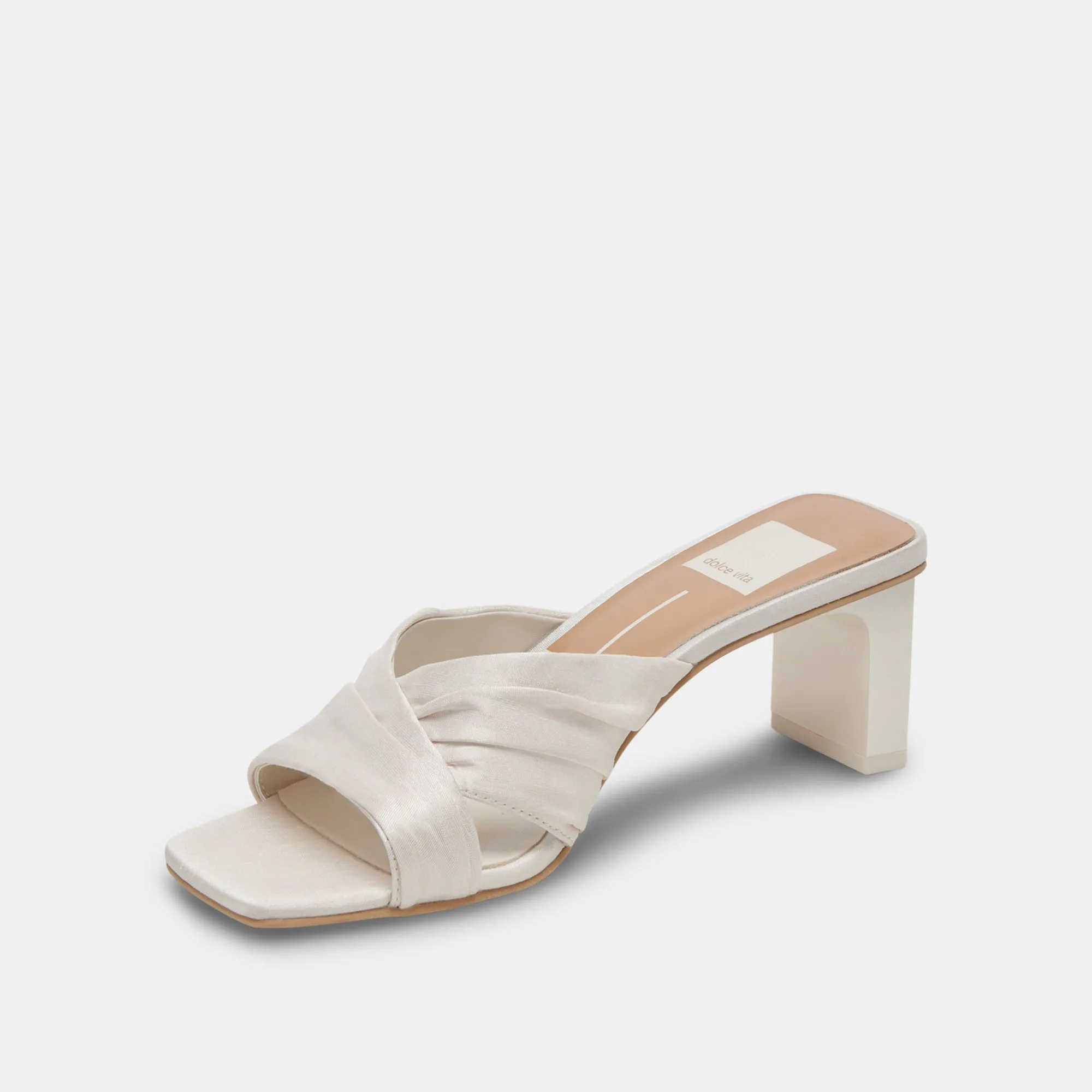 CARLAN HEELS OFF WHITE SILK - re:vita