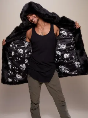 Collector Edition Hooded Black Panther  Faux Fur Coat