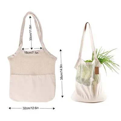 Eco friendly Reusable Washable Natural Organic Cotton Mesh Bag