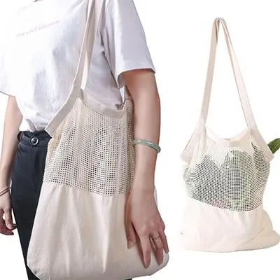 Eco friendly Reusable Washable Natural Organic Cotton Mesh Bag