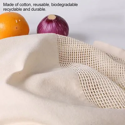 Eco friendly Reusable Washable Natural Organic Cotton Mesh Bag