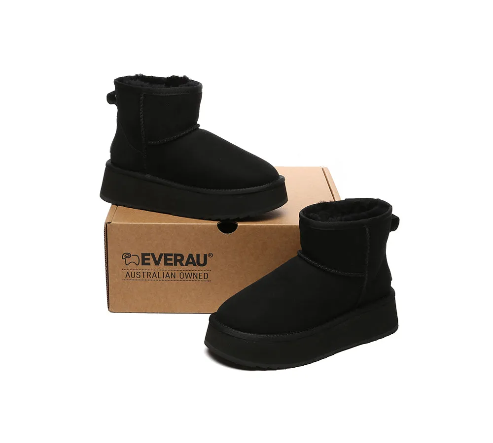 EVERAU® UGG Boots Sheepskin Wool Ankle Platform Thick Bottom Mini Classic