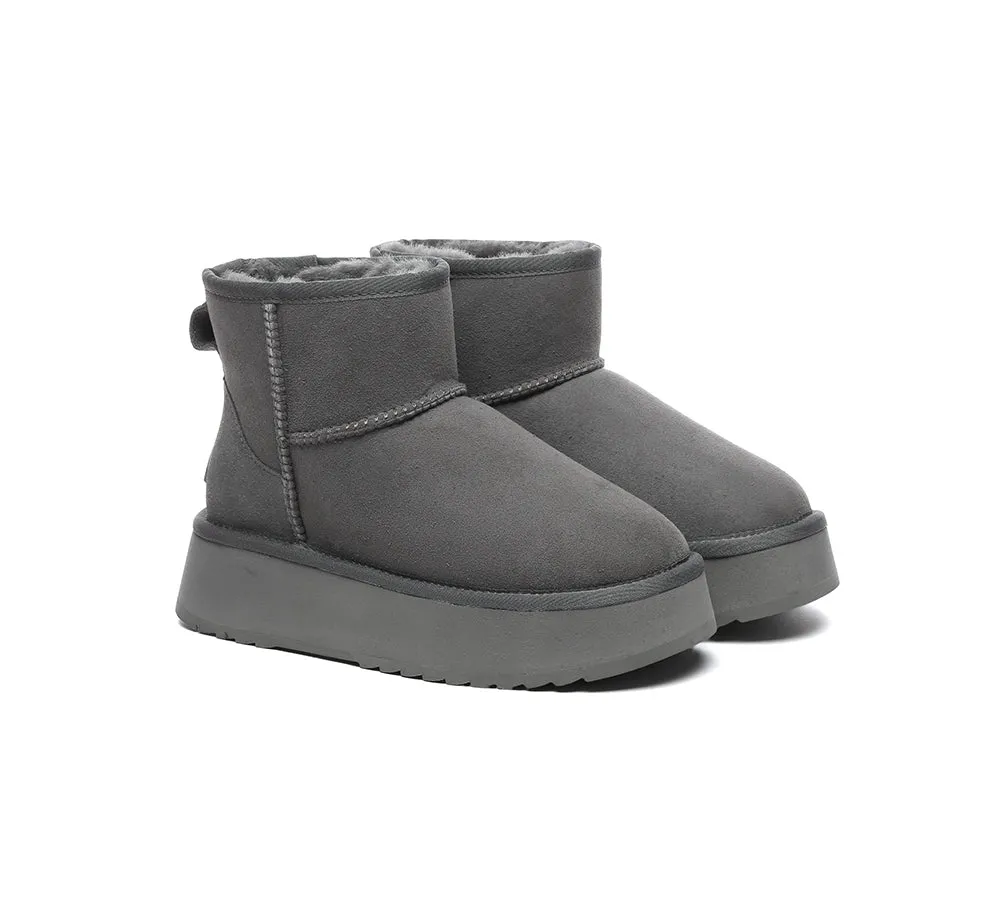 EVERAU® UGG Boots Sheepskin Wool Ankle Platform Thick Bottom Mini Classic