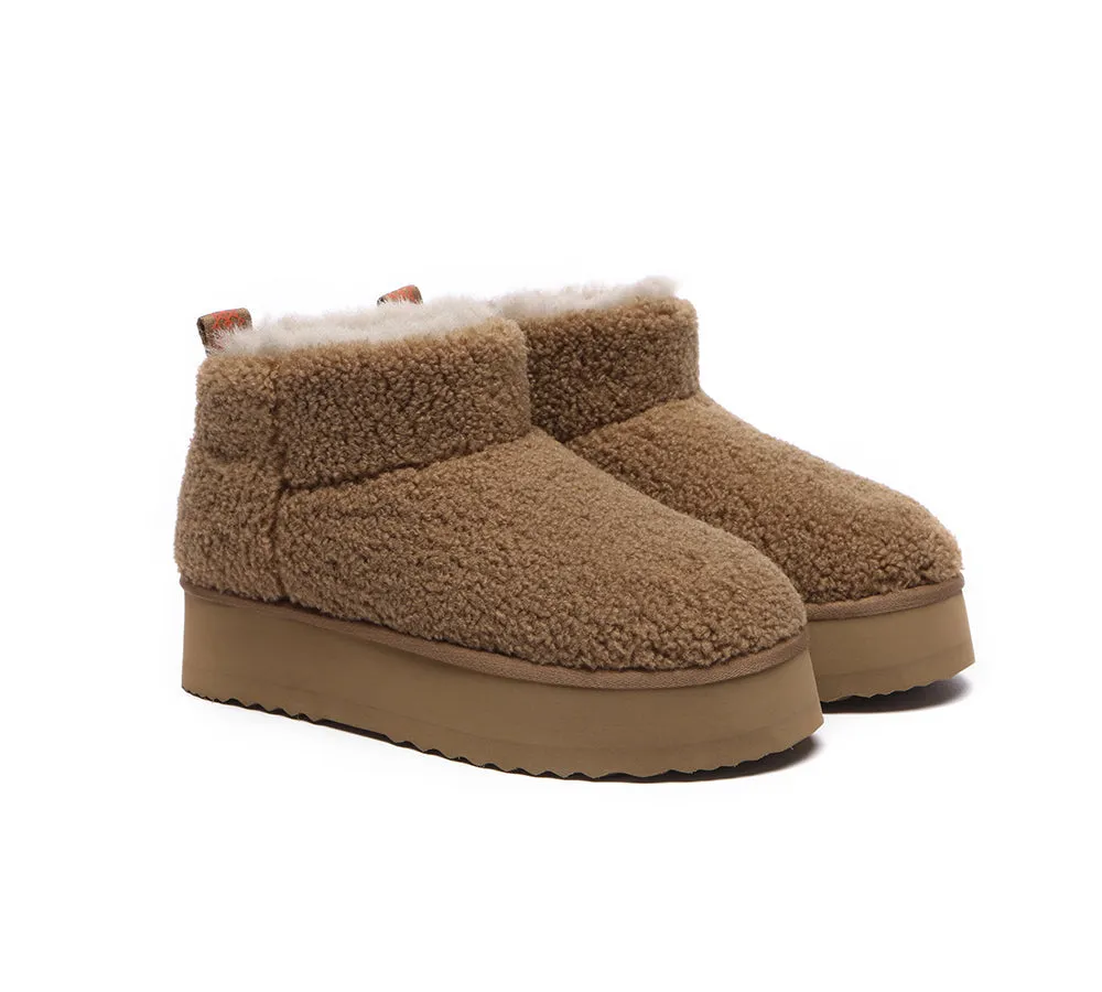 EVERAU® UGG Boots Sheepskin Wool Plush Ankle Ultra Platform Teddycozy