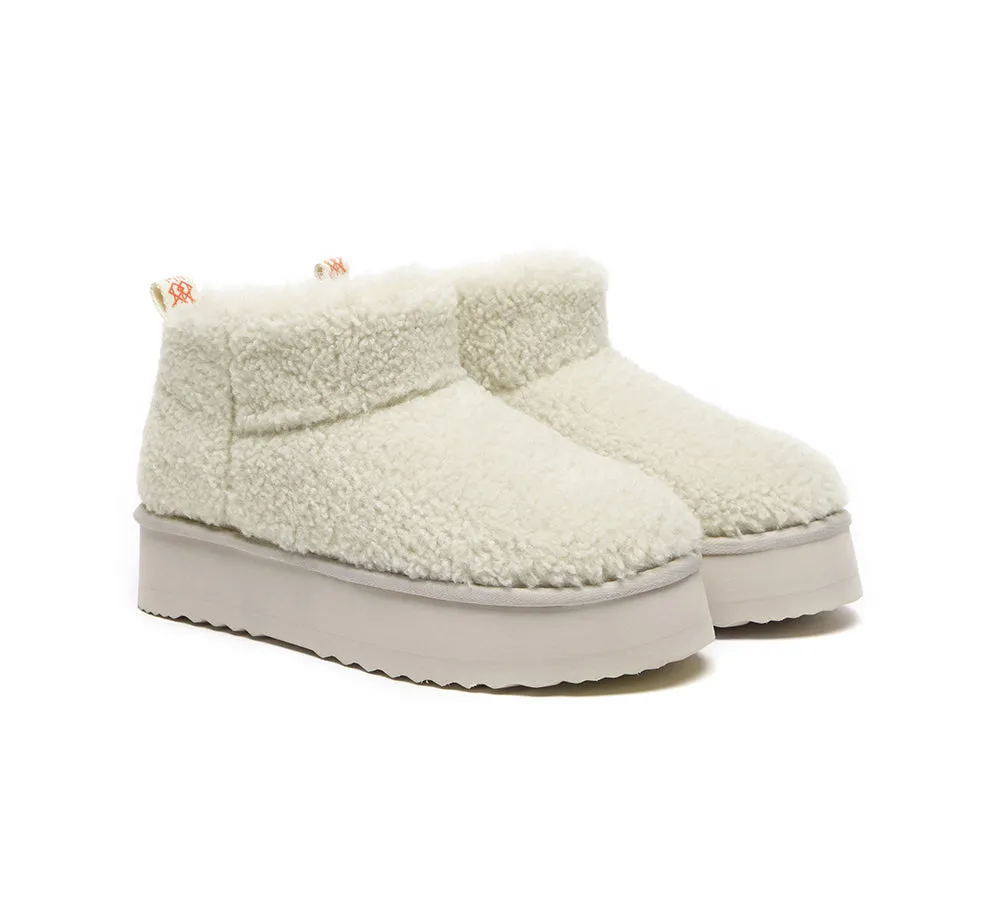 EVERAU® UGG Boots Sheepskin Wool Plush Ankle Ultra Platform Teddycozy