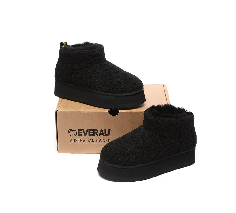 EVERAU® UGG Boots Sheepskin Wool Plush Ankle Ultra Platform Teddycozy