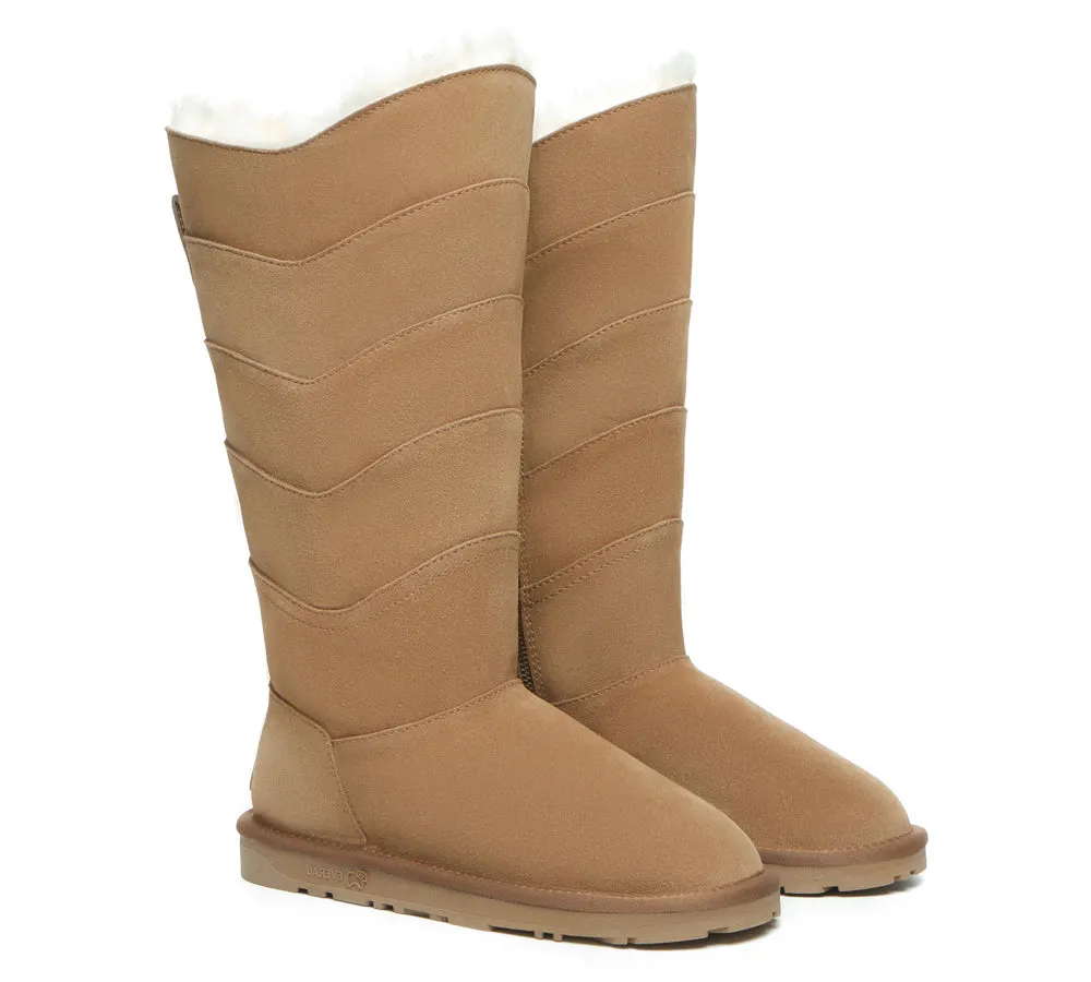 EVERAU® UGG Boots Women Premium Australian Sheepskin Wool Knee High Zipper Swanston 5 Panel