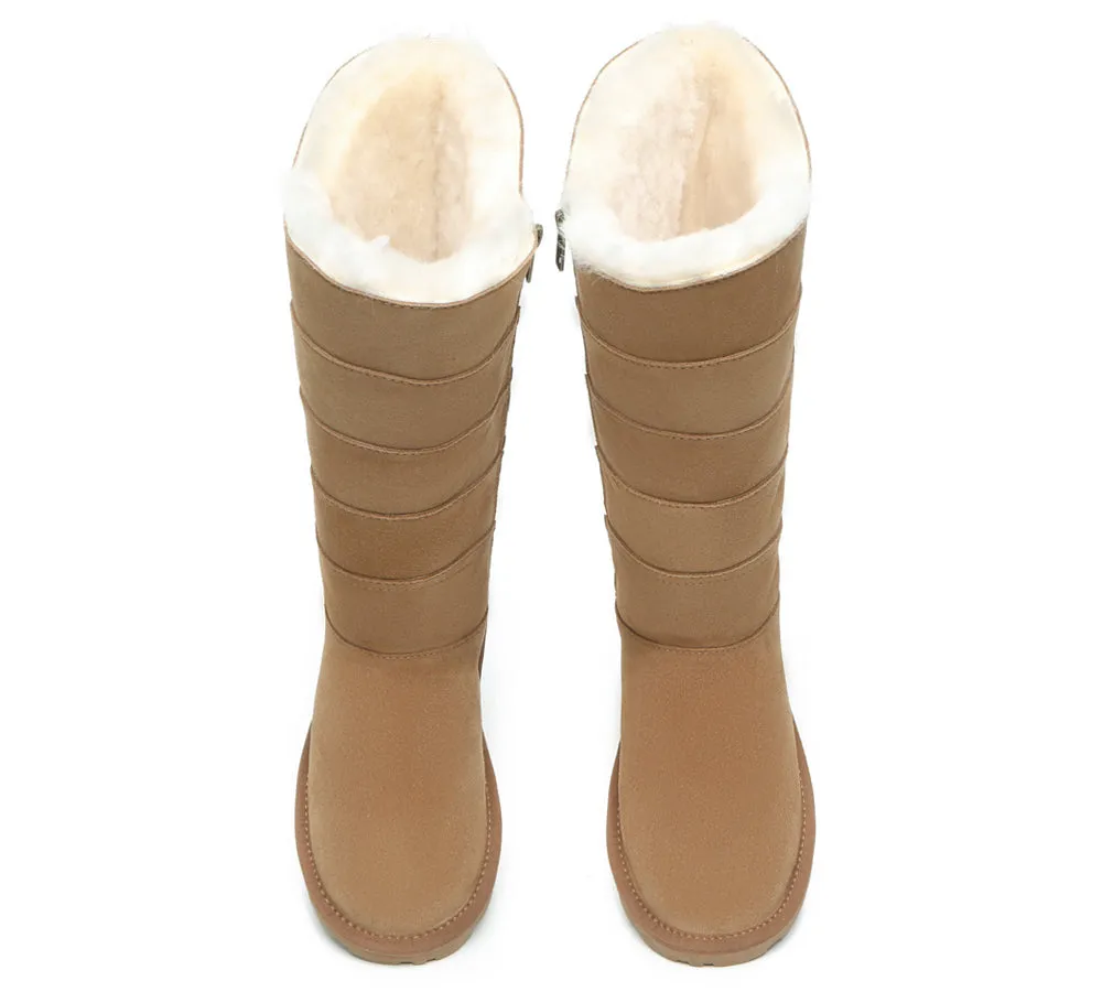 EVERAU® UGG Boots Women Premium Australian Sheepskin Wool Knee High Zipper Swanston 5 Panel