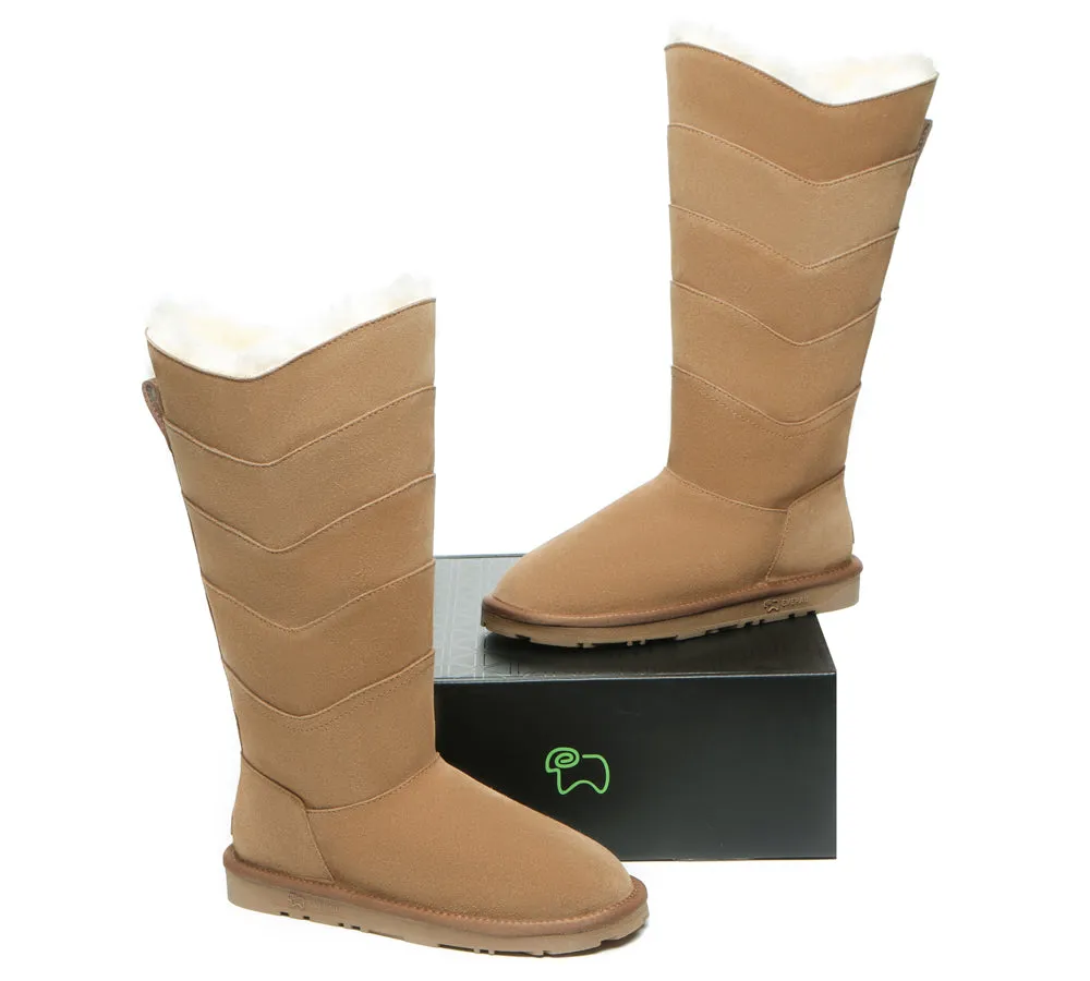 EVERAU® UGG Boots Women Premium Australian Sheepskin Wool Knee High Zipper Swanston 5 Panel