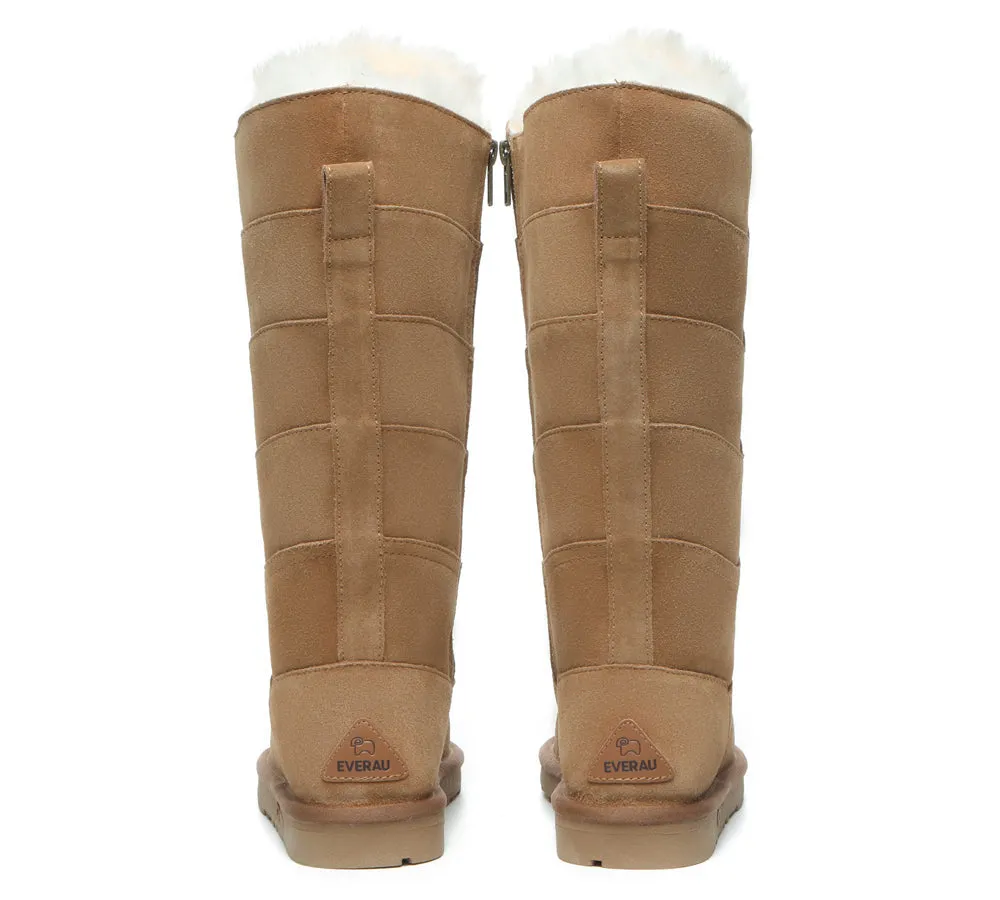 EVERAU® UGG Boots Women Premium Australian Sheepskin Wool Knee High Zipper Swanston 5 Panel