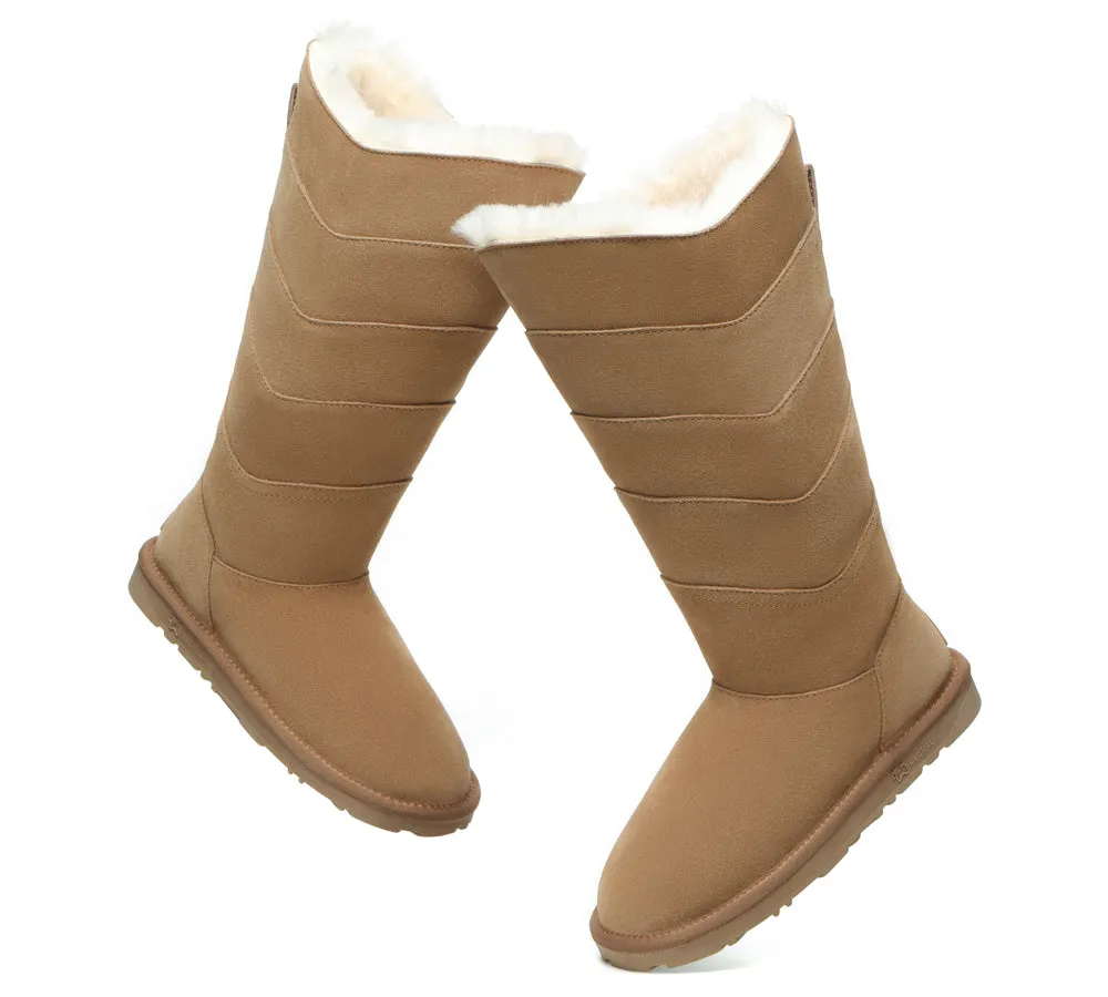 EVERAU® UGG Boots Women Premium Australian Sheepskin Wool Knee High Zipper Swanston 5 Panel