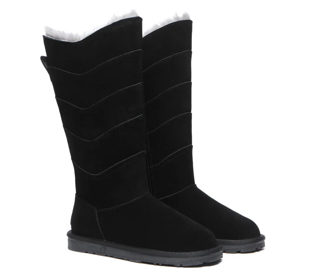 EVERAU® UGG Boots Women Premium Australian Sheepskin Wool Knee High Zipper Swanston 5 Panel