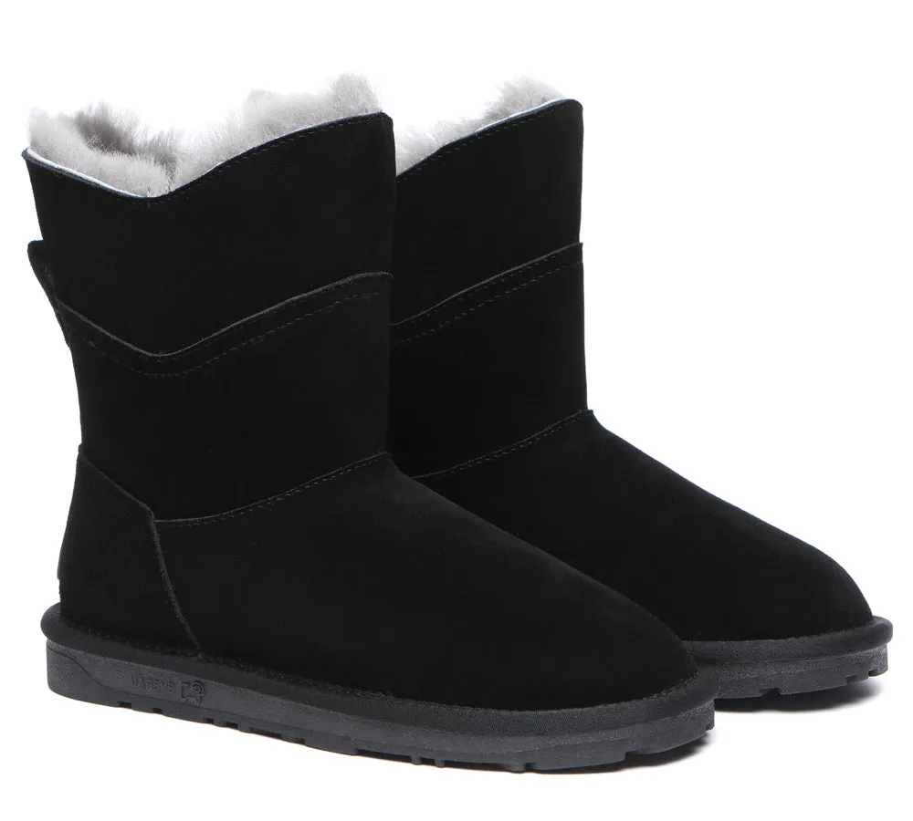 EVERAU® UGG Boots Women Premium Australian Sheepskin Wool Short Swanston 2 Panel