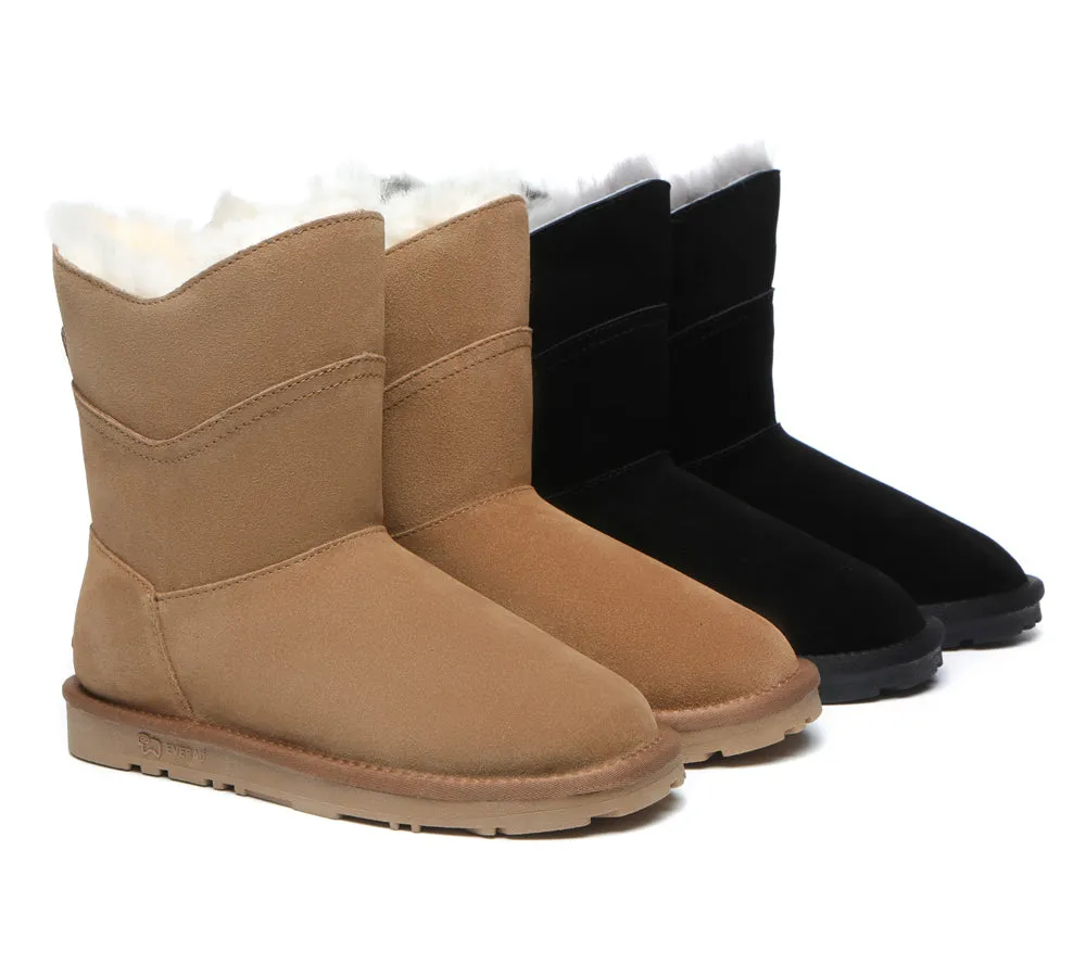 EVERAU® UGG Boots Women Premium Australian Sheepskin Wool Short Swanston 2 Panel