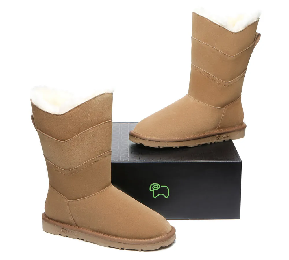 EVERAU® UGG Boots Women Premium Australian Sheepskin Wool Tall Swanston 3 Panel