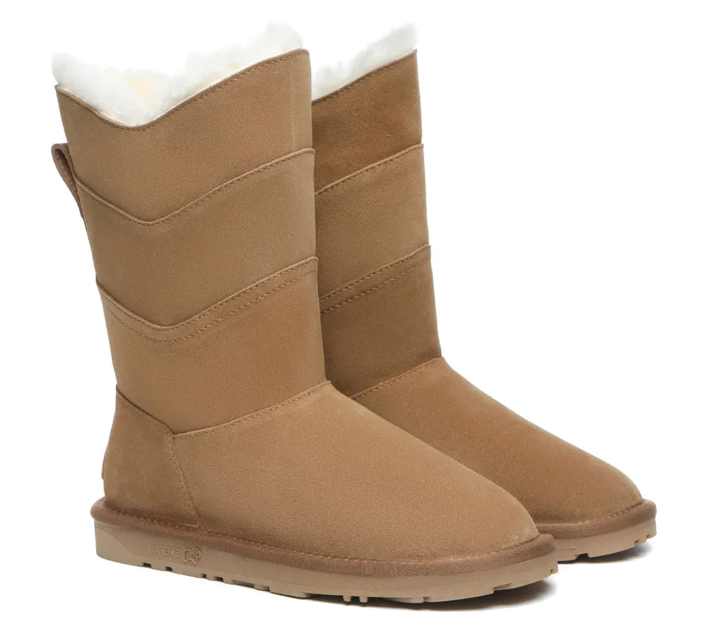 EVERAU® UGG Boots Women Premium Australian Sheepskin Wool Tall Swanston 3 Panel