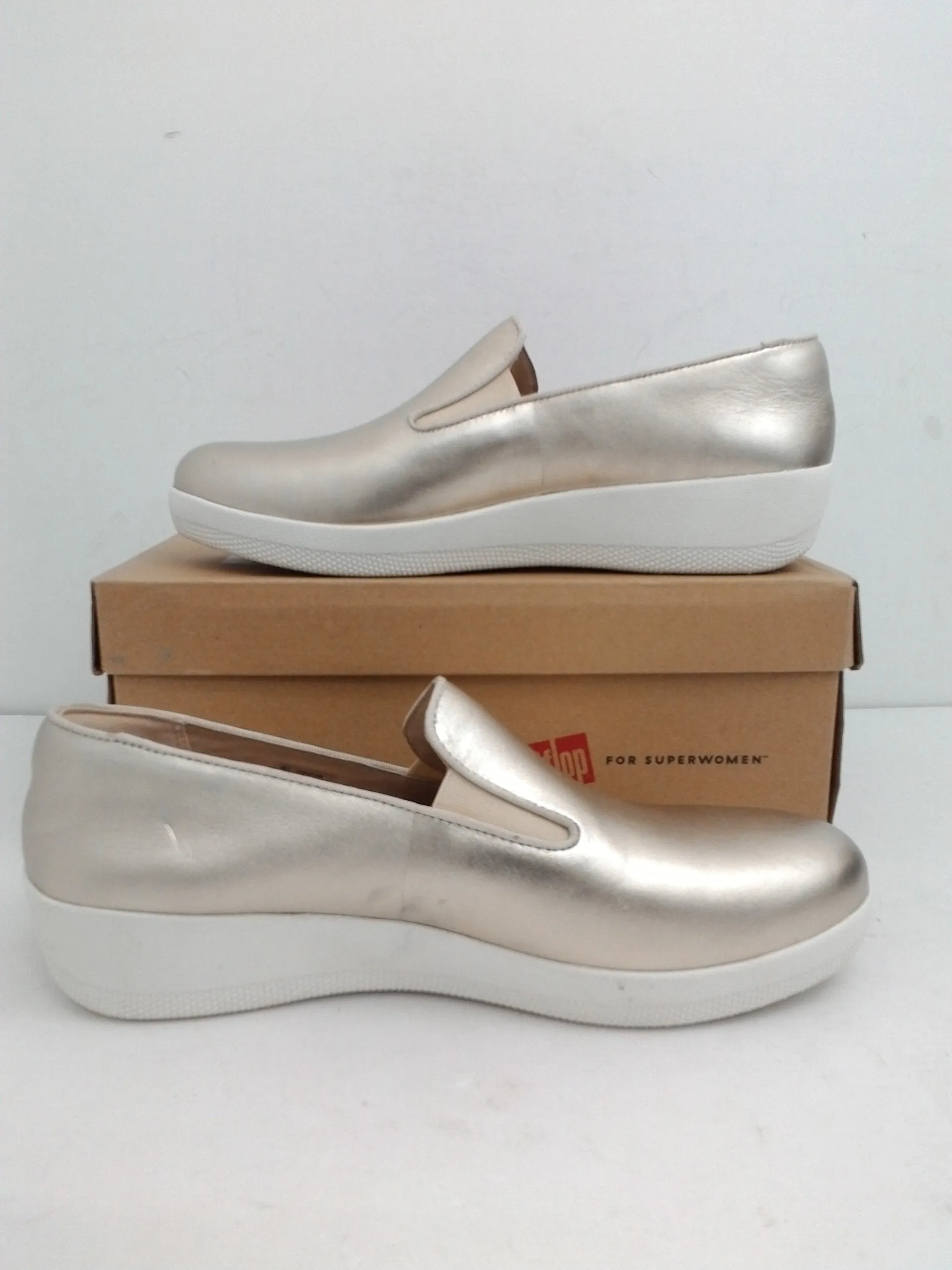 Fitflop Women's Superskate Pale Gold Leather Loafers Size 7, 8, 9