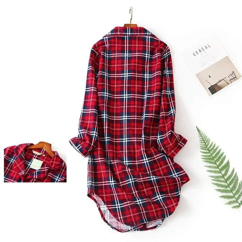 Flannel Nightdress Plus Size Women Sleepwear