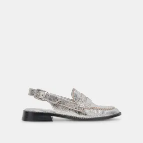 HARDI LOAFERS SILVER CRACKLED LEATHER