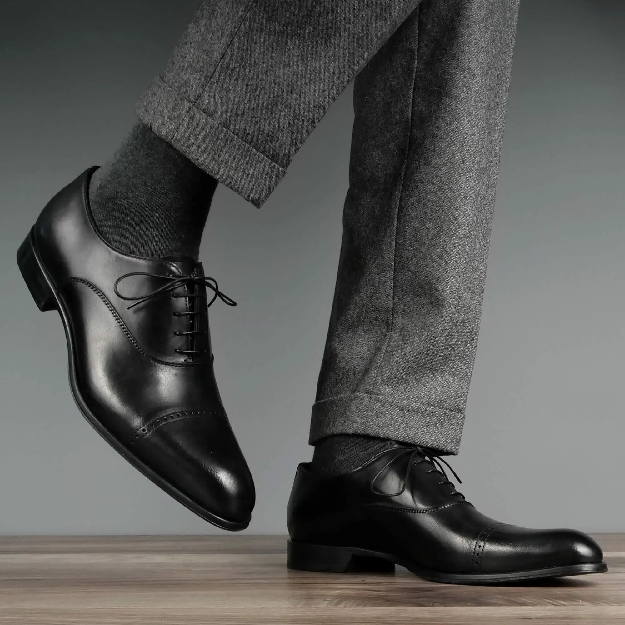 Harrow Cap Toe Oxford Black