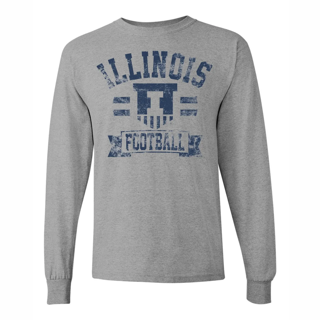 Illinois Fighting Illini Grey Football Banner Long-Sleeve Tee