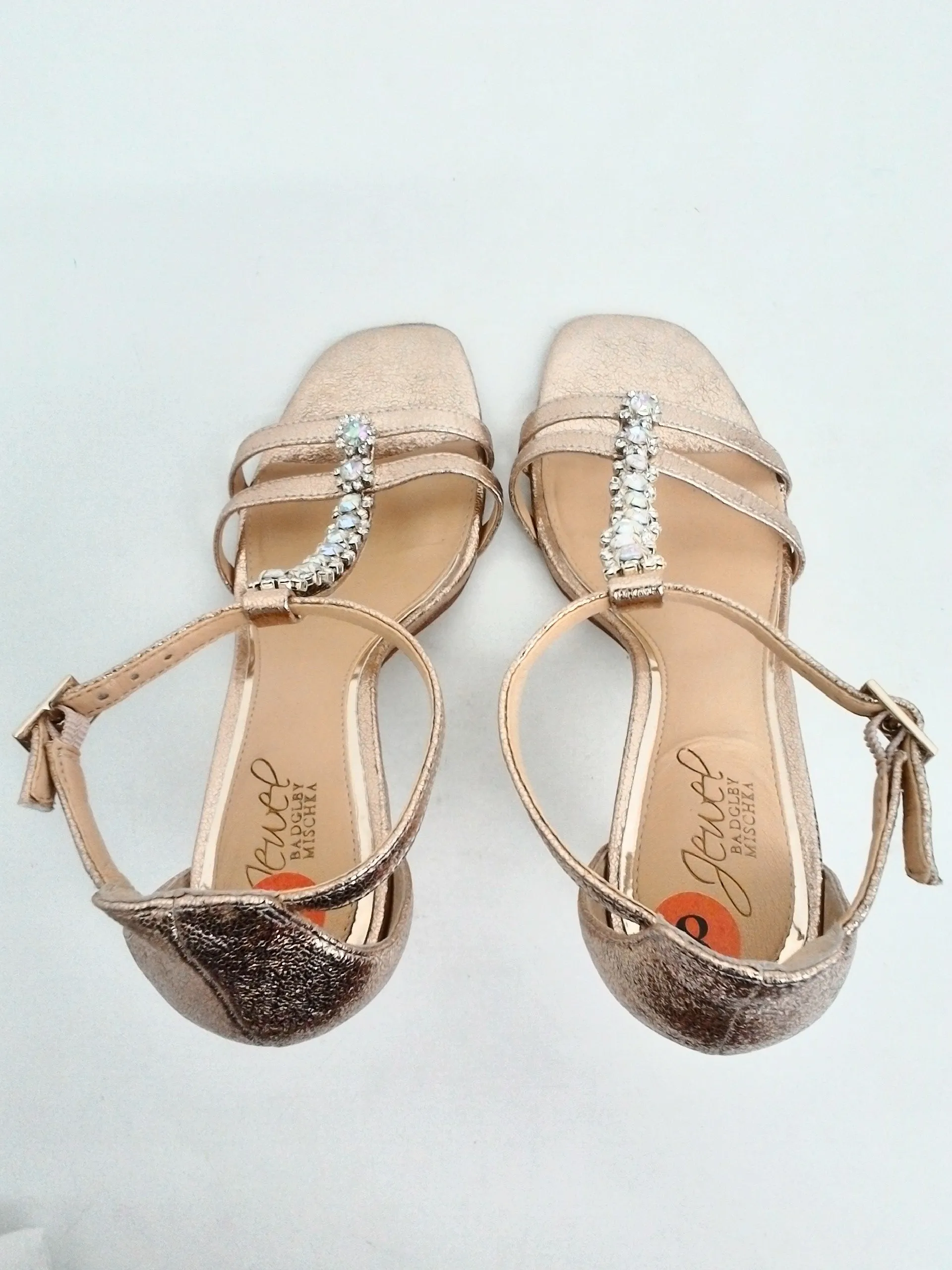 Jewel Badgley Mischka Women's Rose Gold Heeled Sandals Size 8