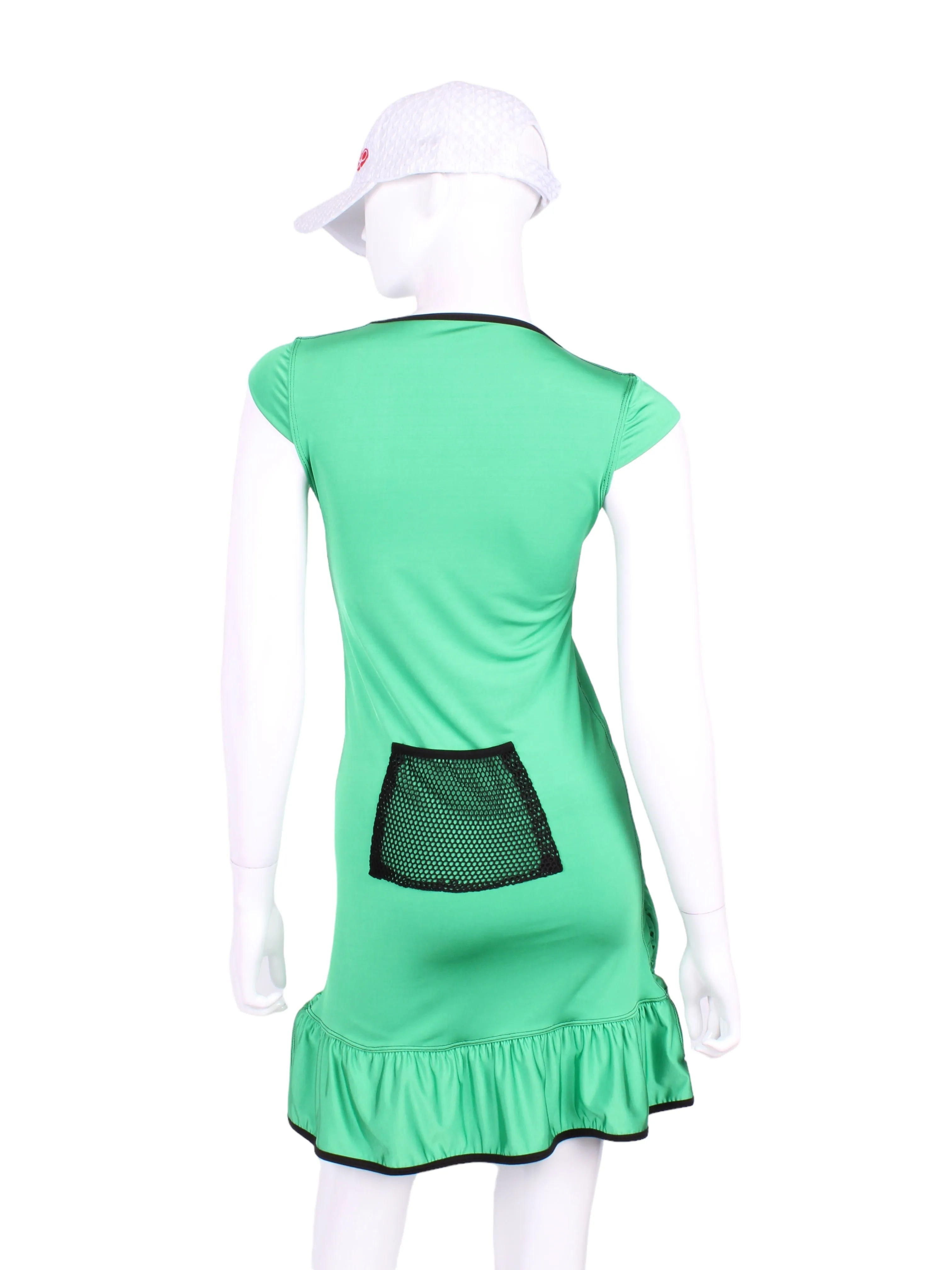 Kelly Green Monroe Tennis Dress With Ruching