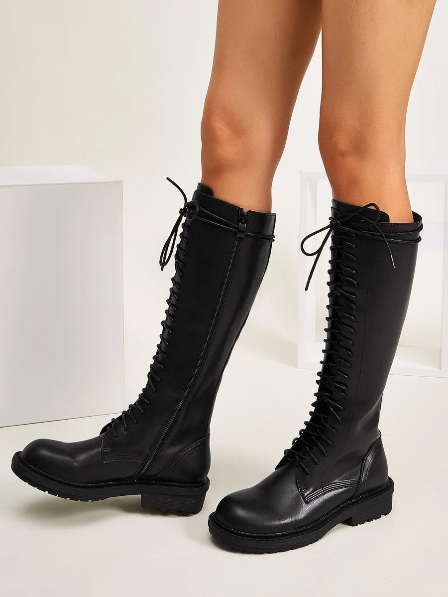 Lace-up Knee Boots