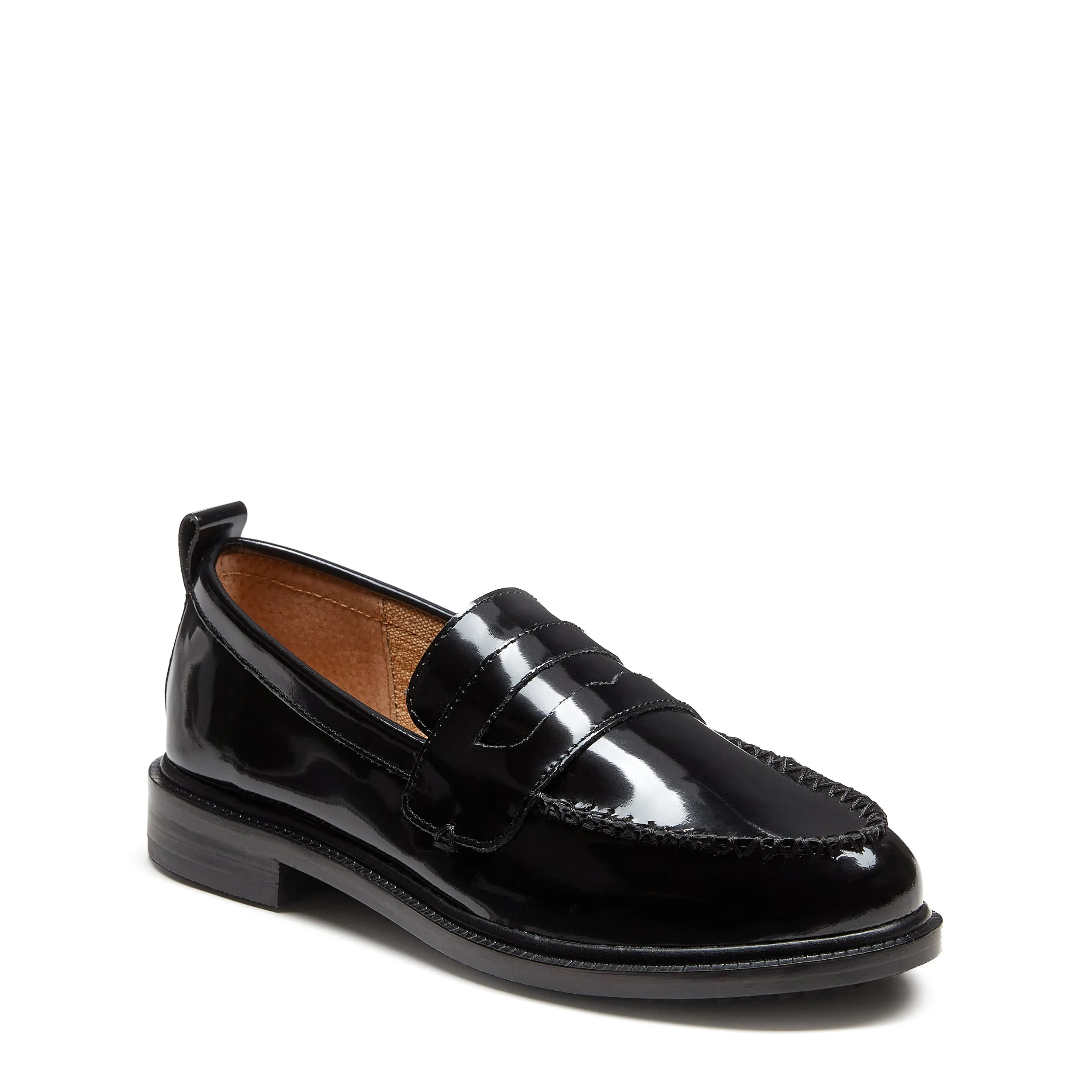 Lens All Black Leather Loafers