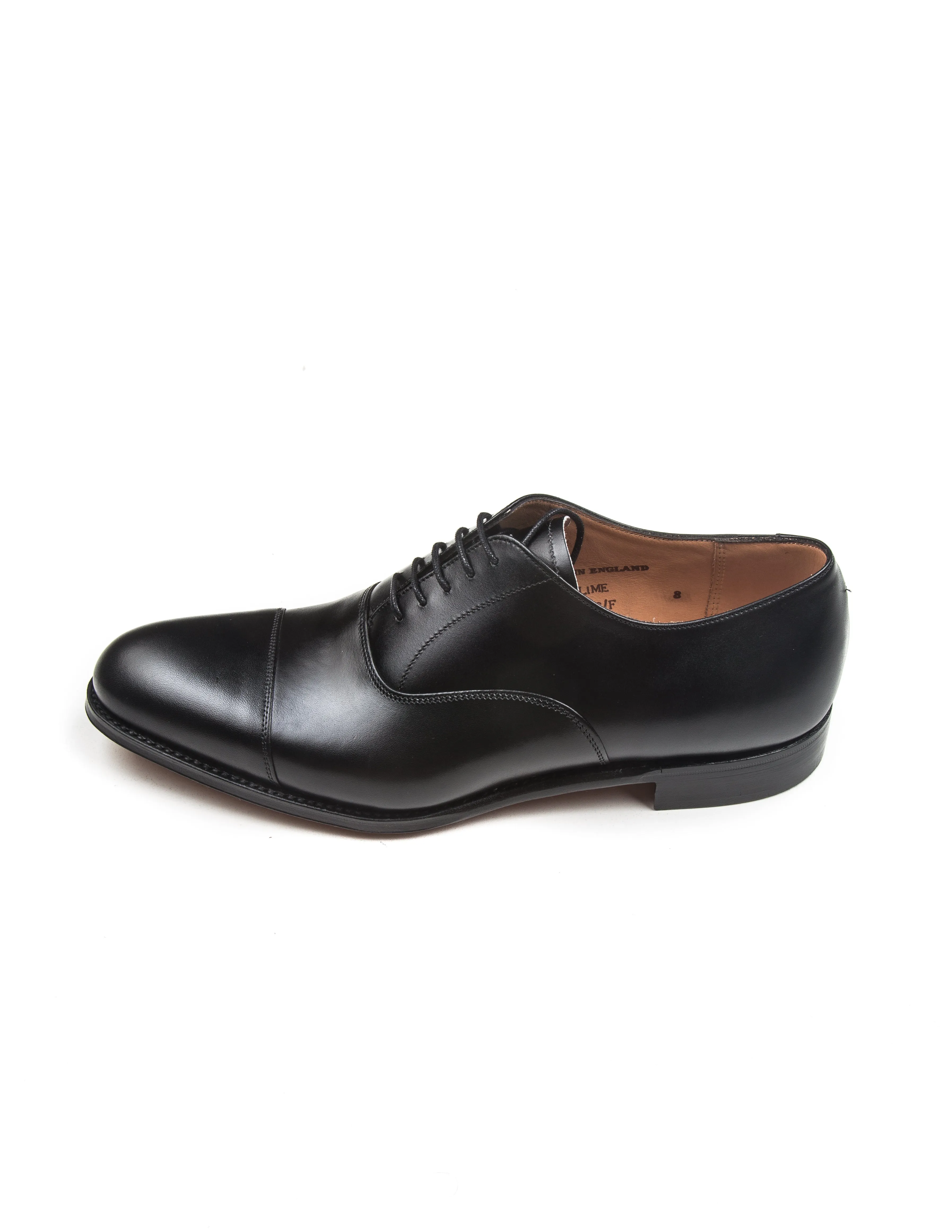 Lime Oxford Shoes in Black Calf Leather