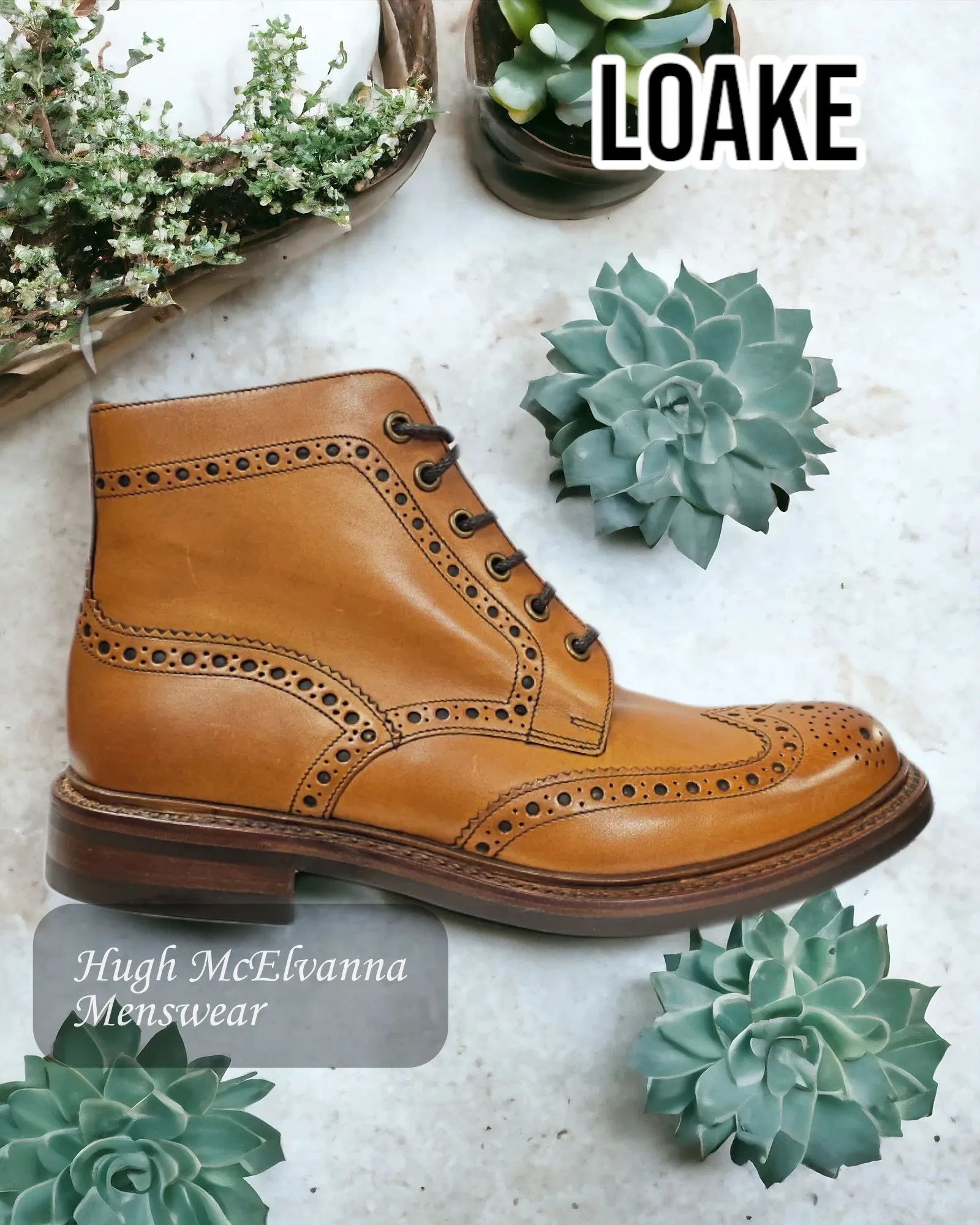 Loake BEDALE Tan Laced Boot