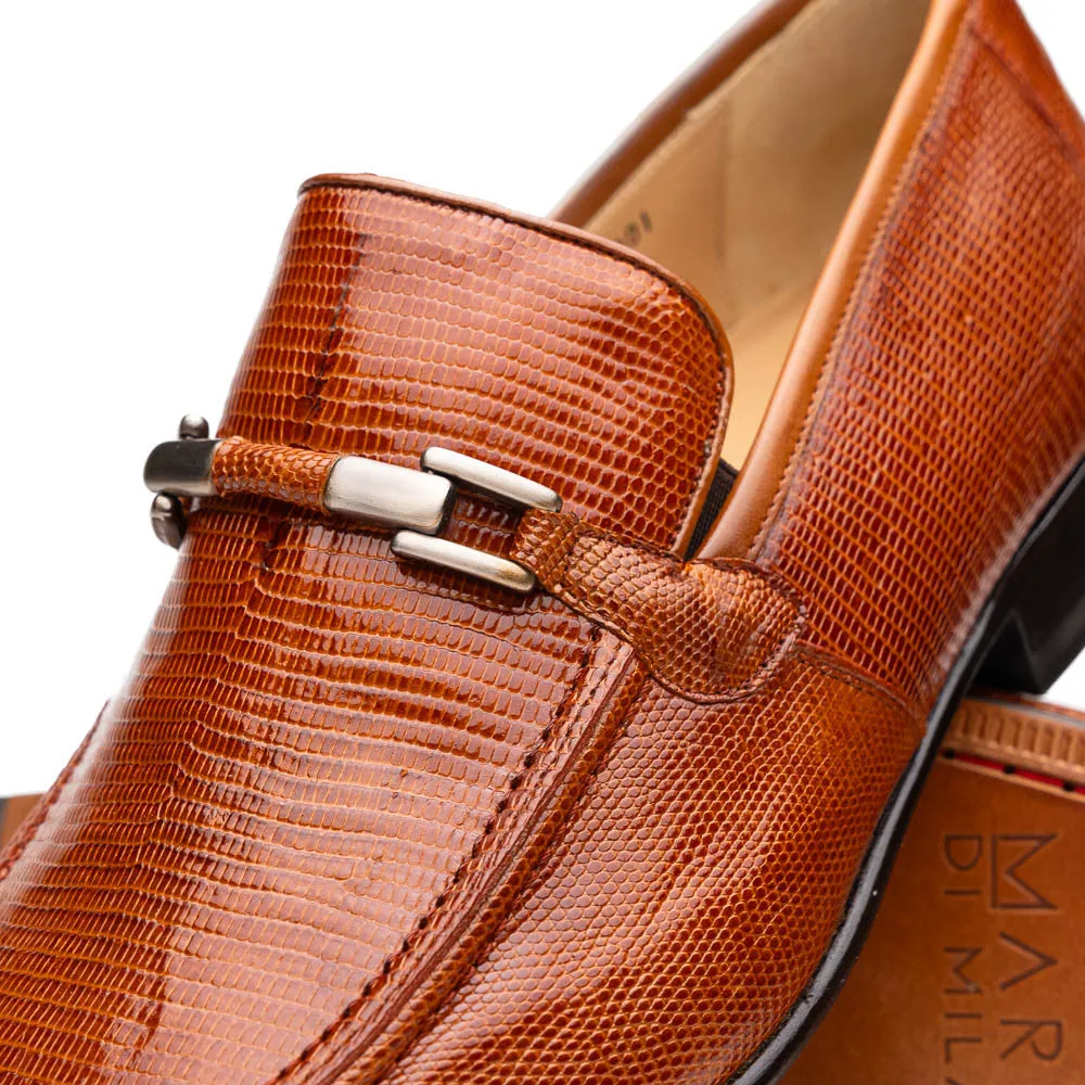 Marco Di Milano Fabro Cognac Lizard And Calfskin Loafers