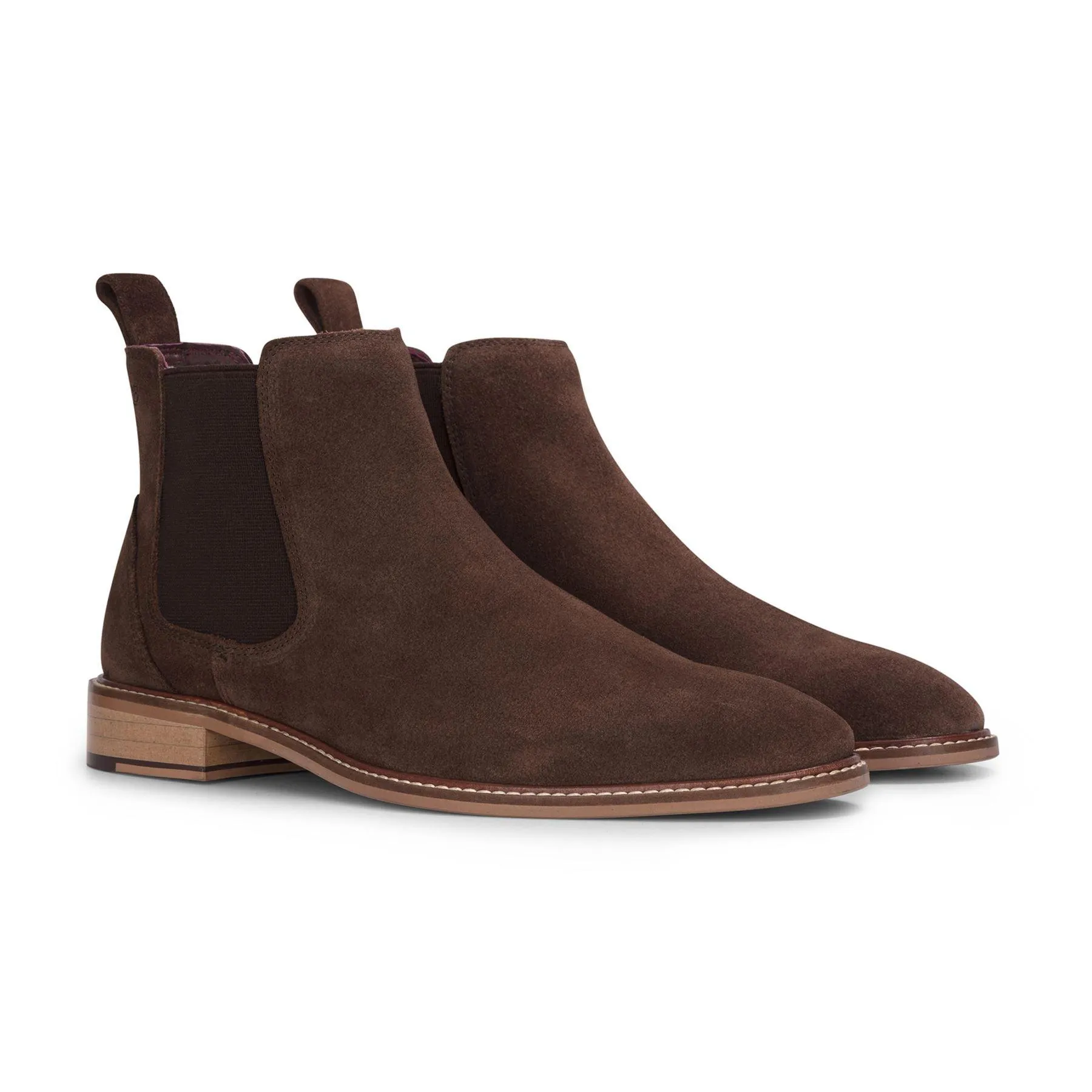 Men's Brown Suede Leather Slip On Chelsea Ankle Boots